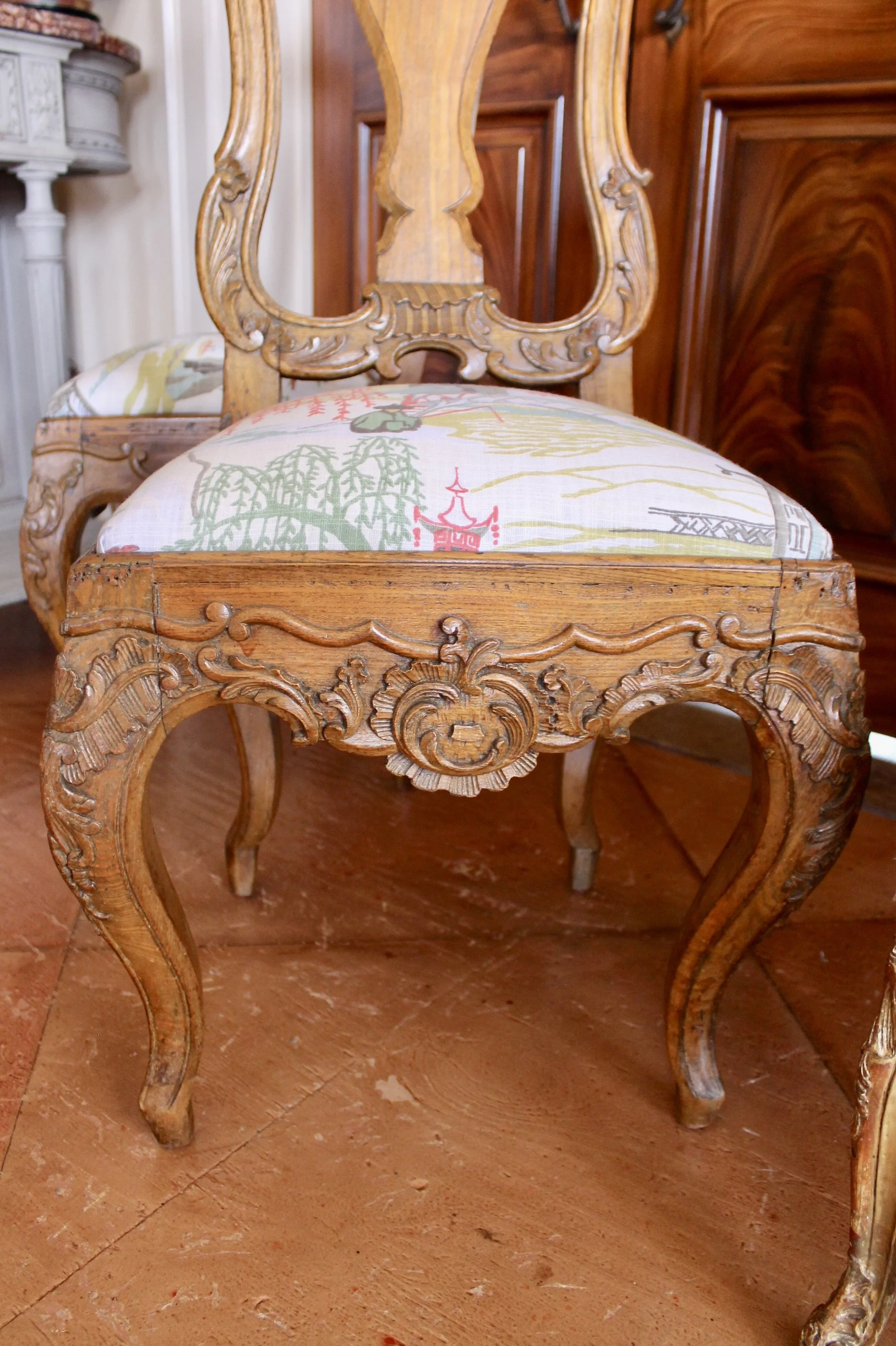 Pair Dutch Rococo Carved Chairs