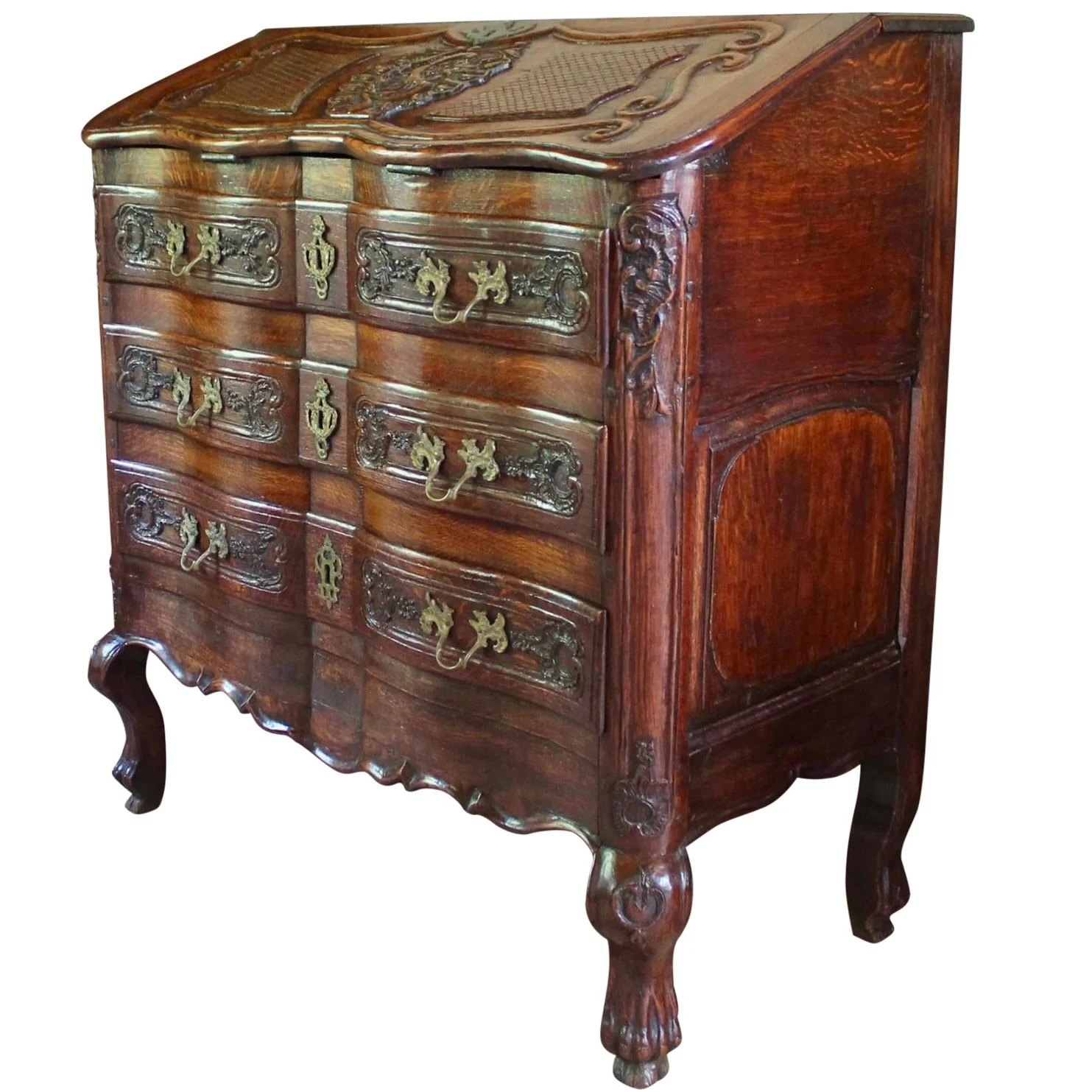 Continental Régence Inspired Commode with Rococo Slant Front Desk