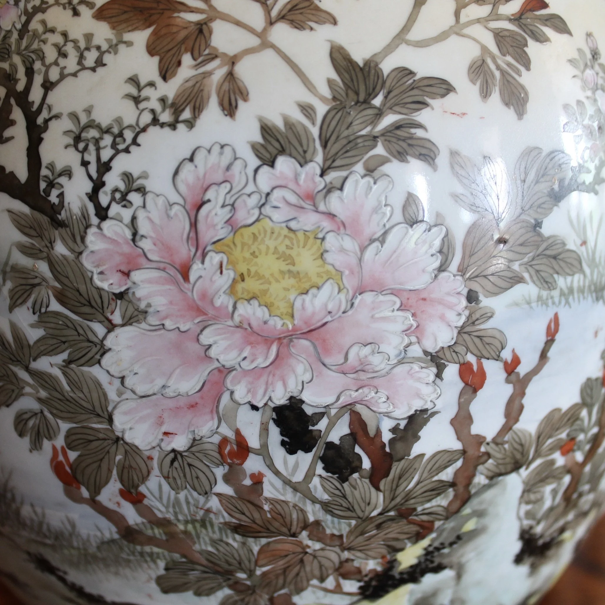 Antique Japanese Kutani Orange and Gilt Lamp