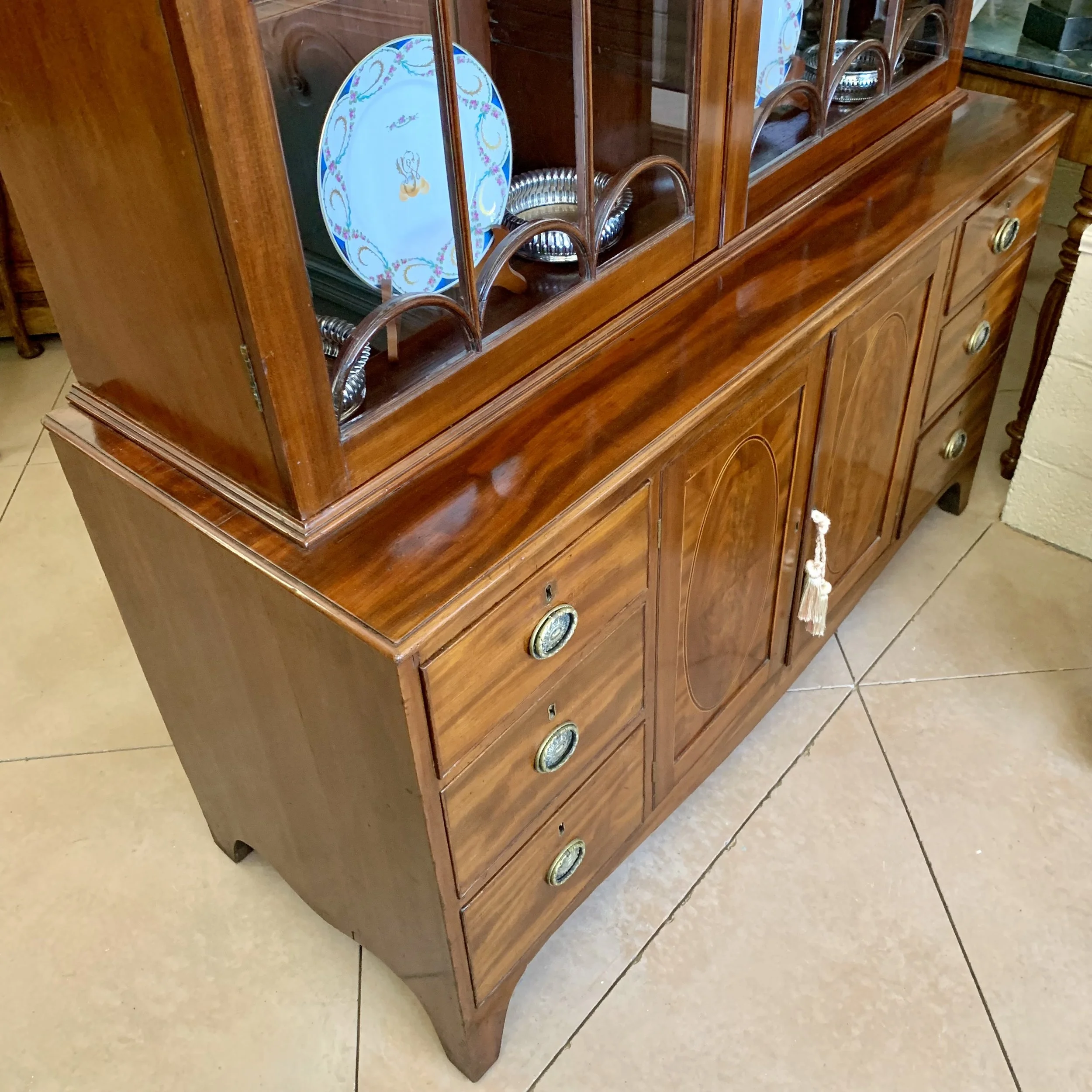 Georgian English Mahogany Glass Front Bookcase