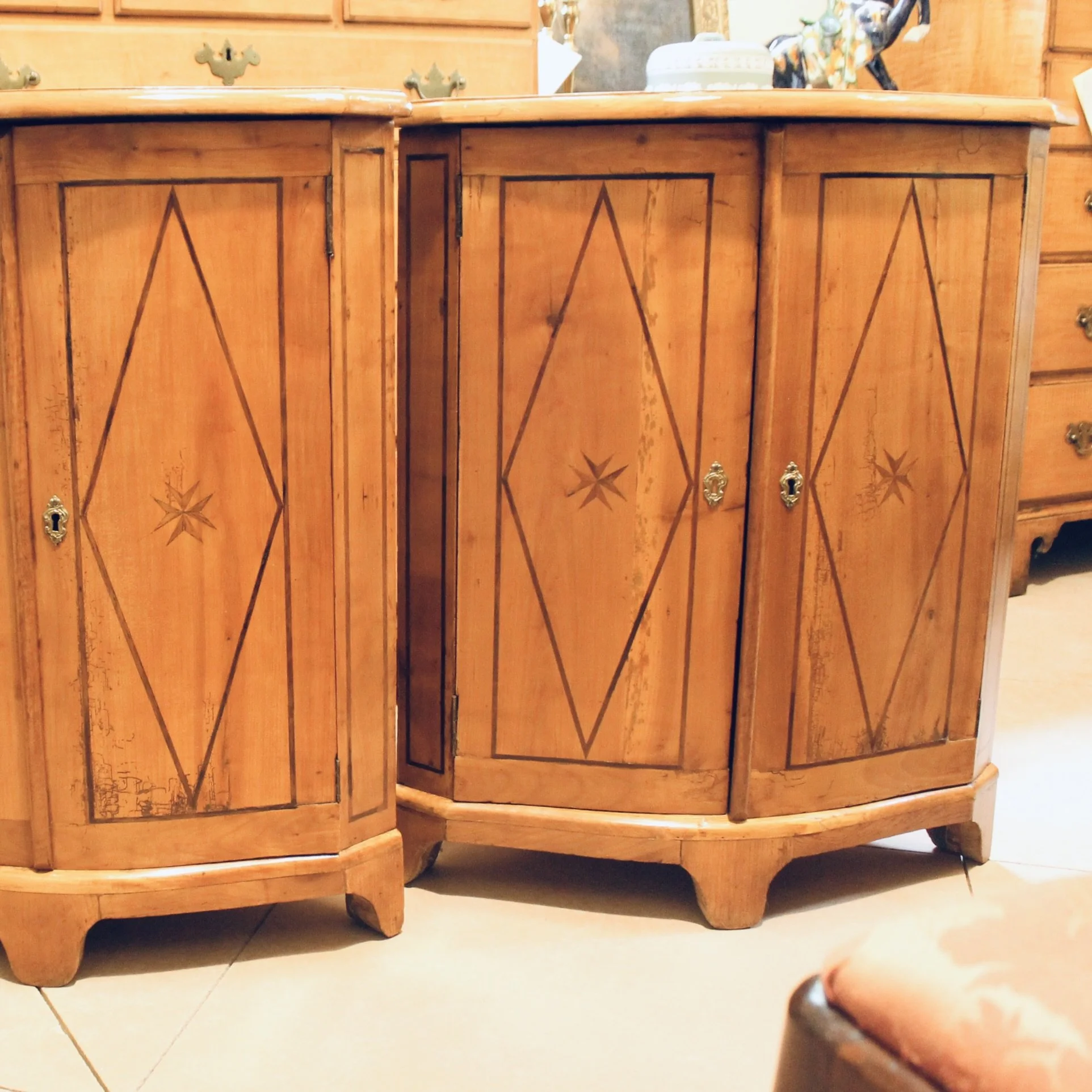 Pair of Directoire Biedermeier Corner Cabinets