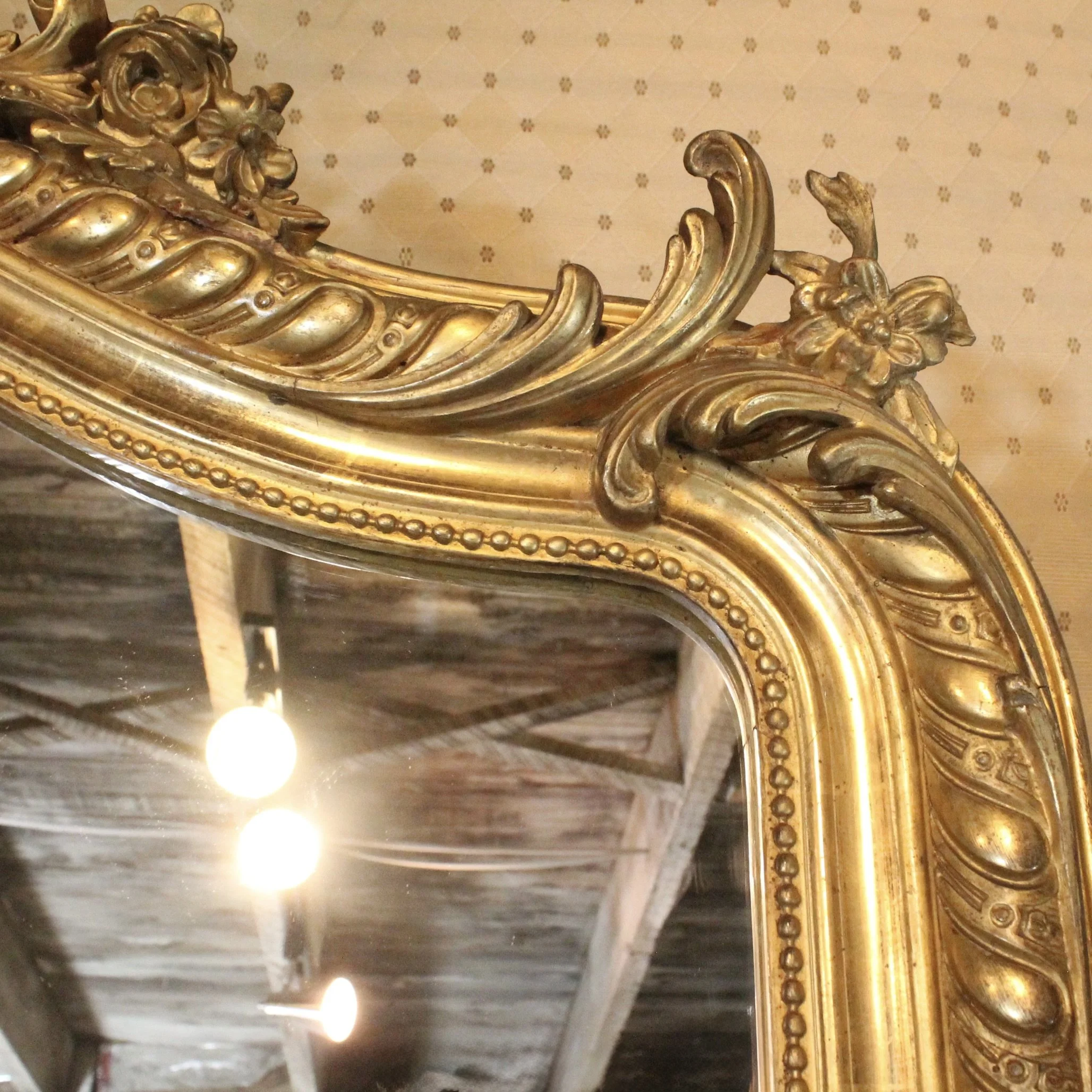 Louis Phillipe Giltwood Camel Back Rococo Crested Pier Mirror