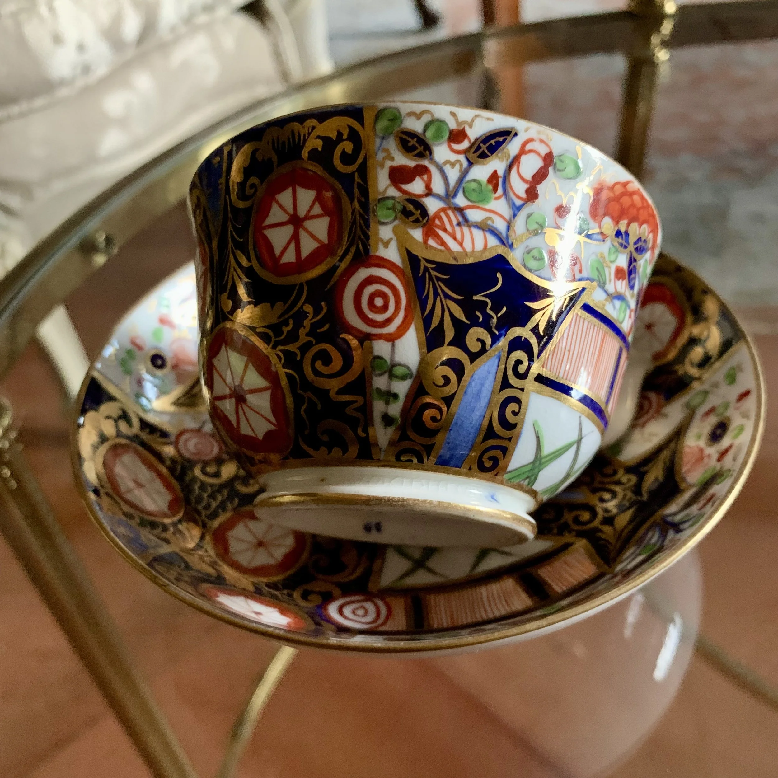 Derby Early 19th Century Gilt Imari Porcelain Cup and Saucer