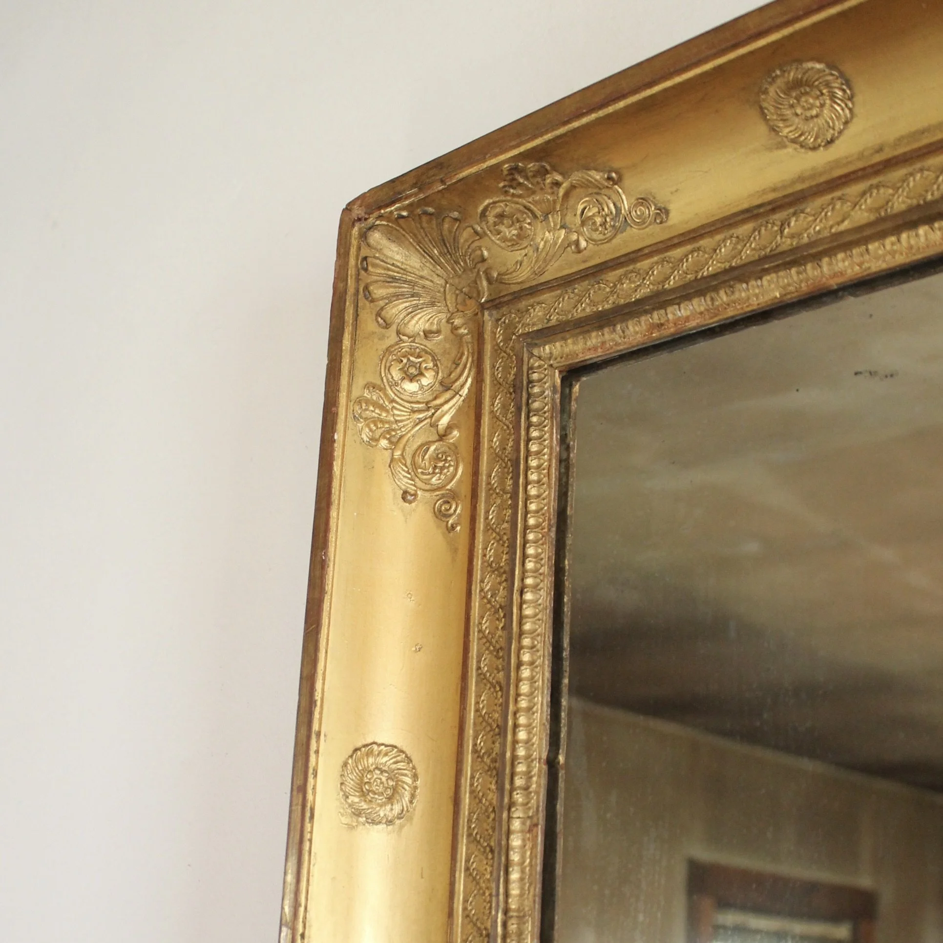 Antique French Charles X Gilt Wood and Gesso Mirror