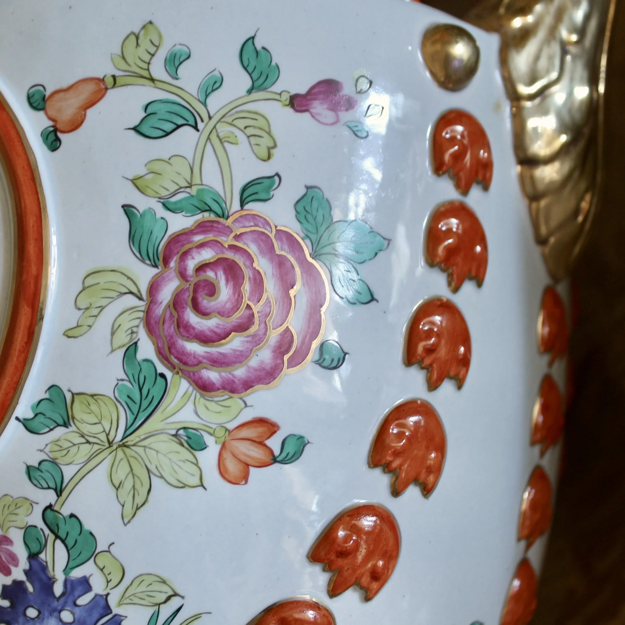 Pair of Large Italian Porcelain Chinese Export Style Covered Jars