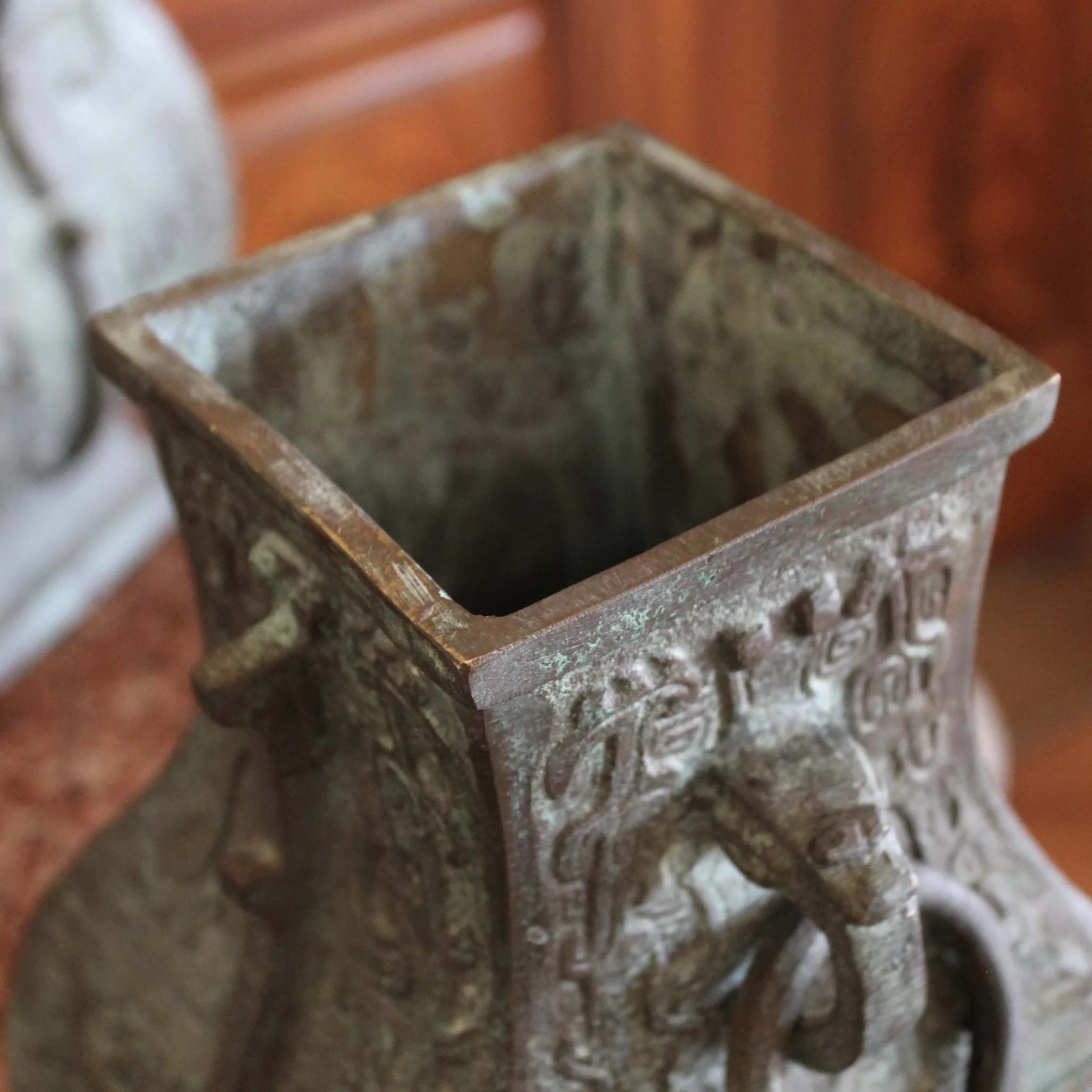 Pair of Chinese Bronze Archaic Style Urns