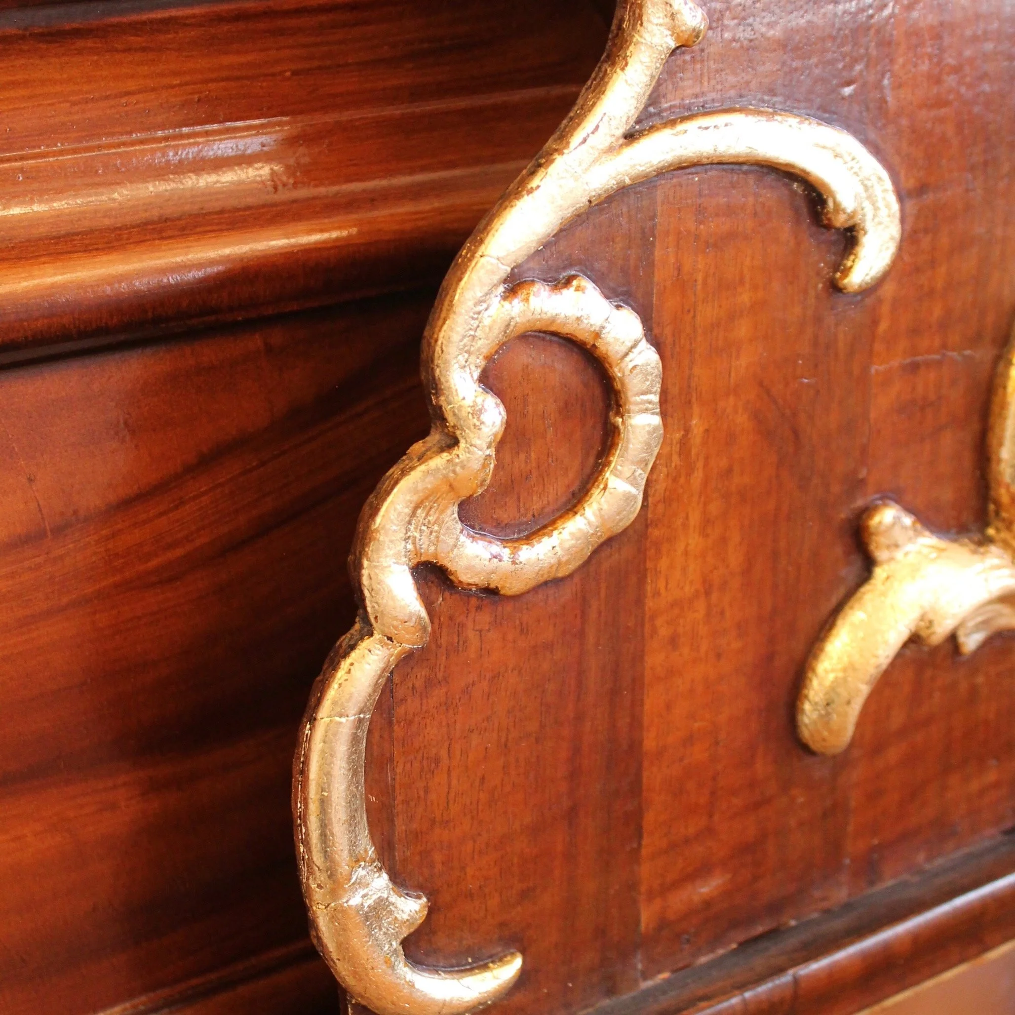 Scandinavian Rococo Walnut And Gilt Mirror (8)