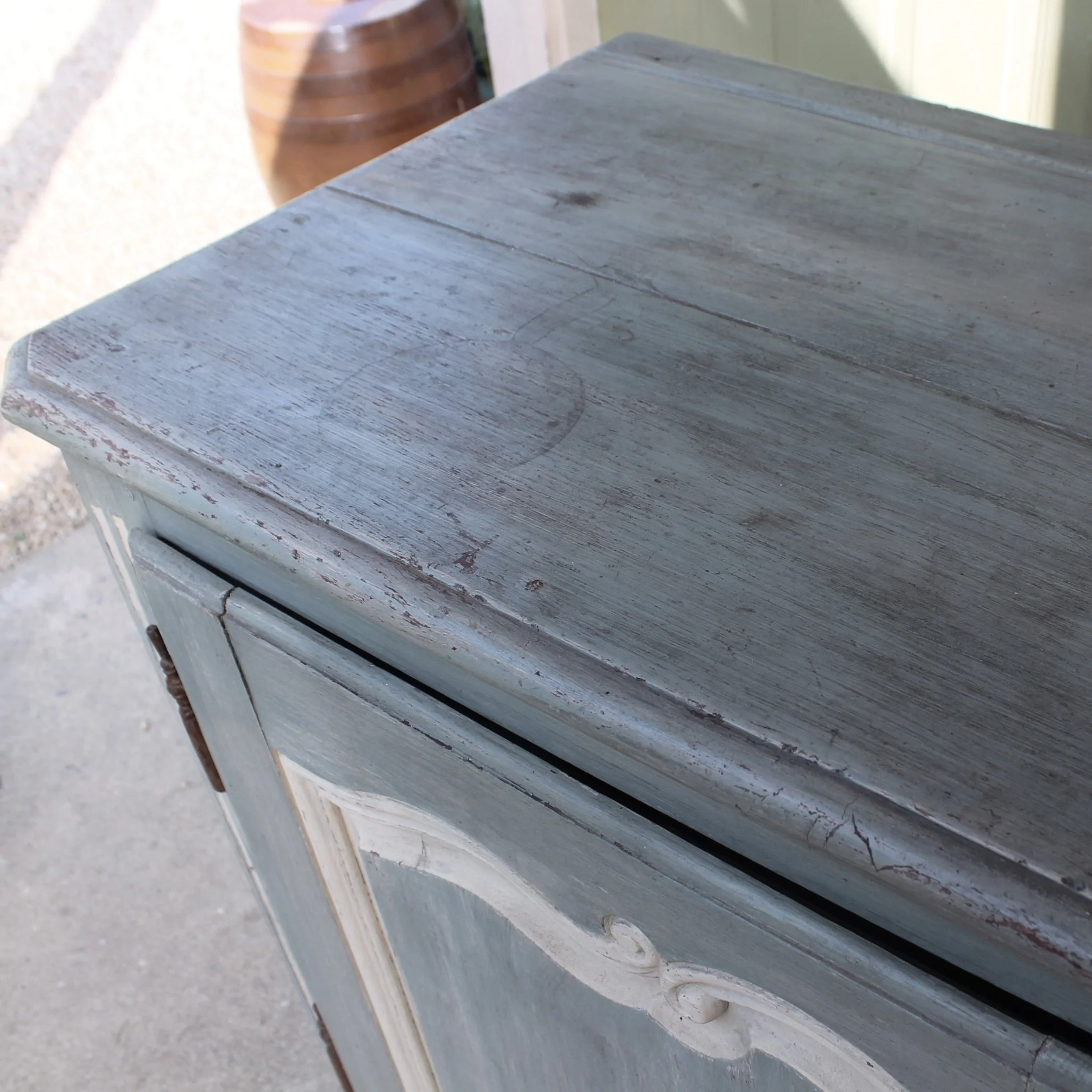 French Provincial Blue Painted Sideboard Buffet