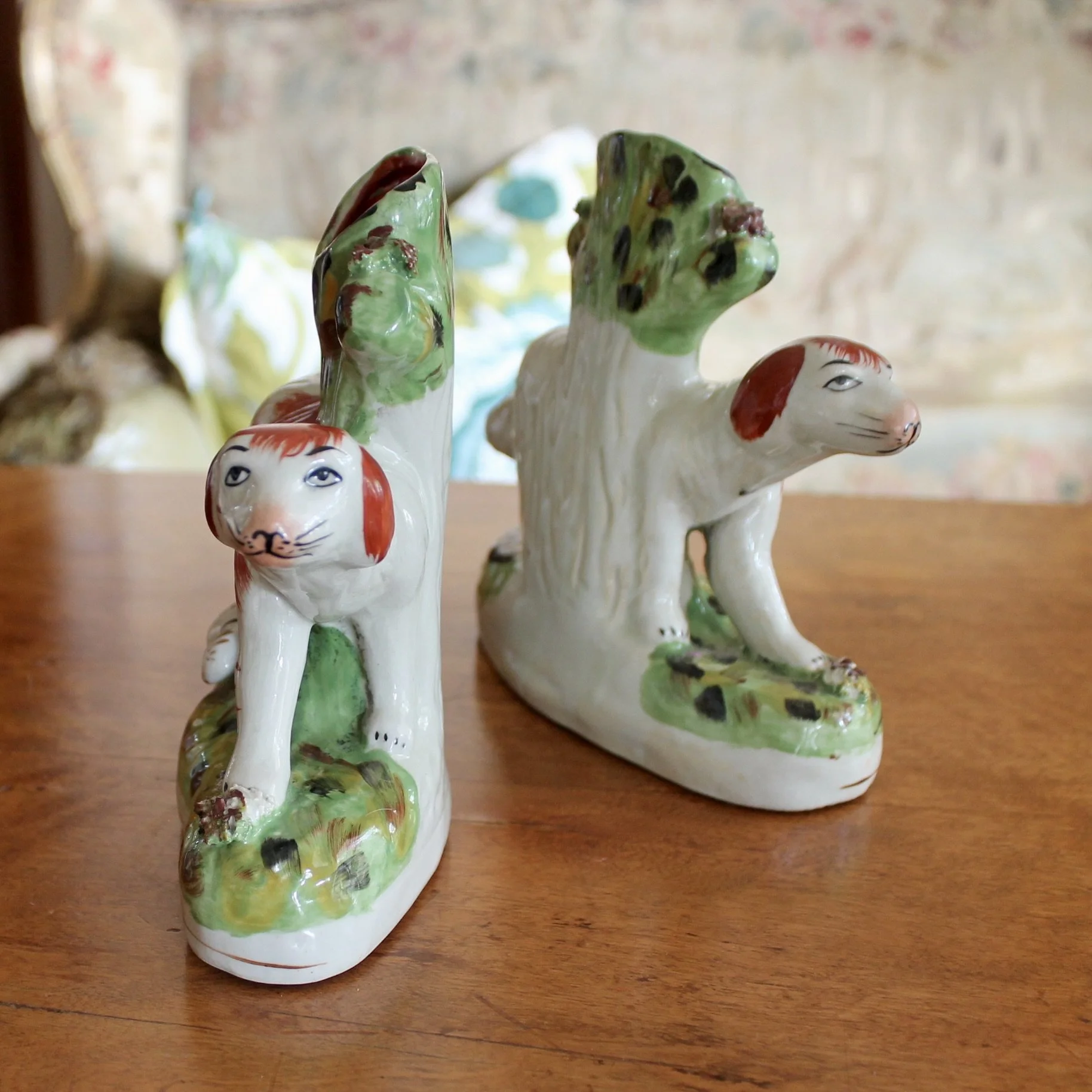 antique Staffordshire Bird Dogs