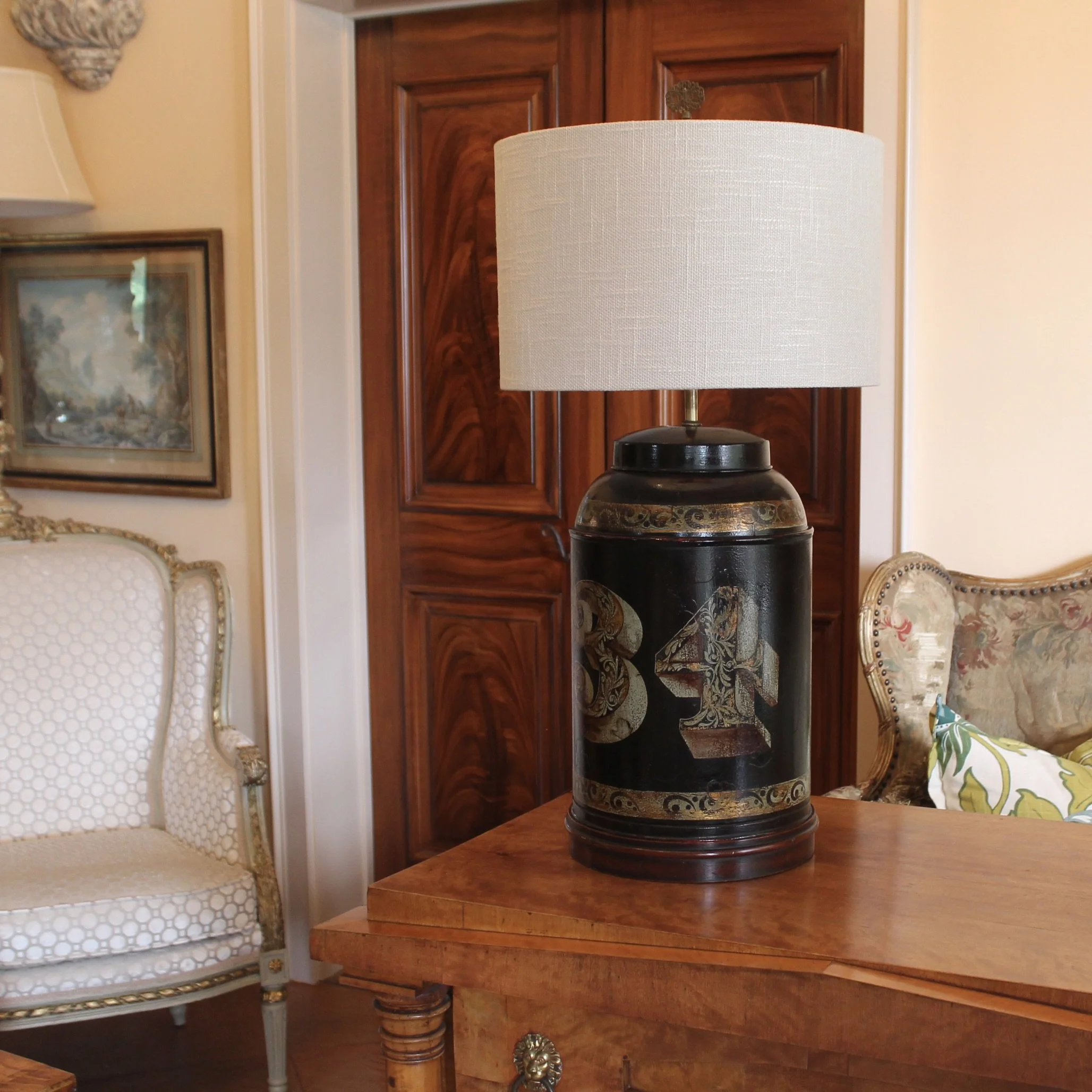 Painted Tôle Tea Canister Lamp