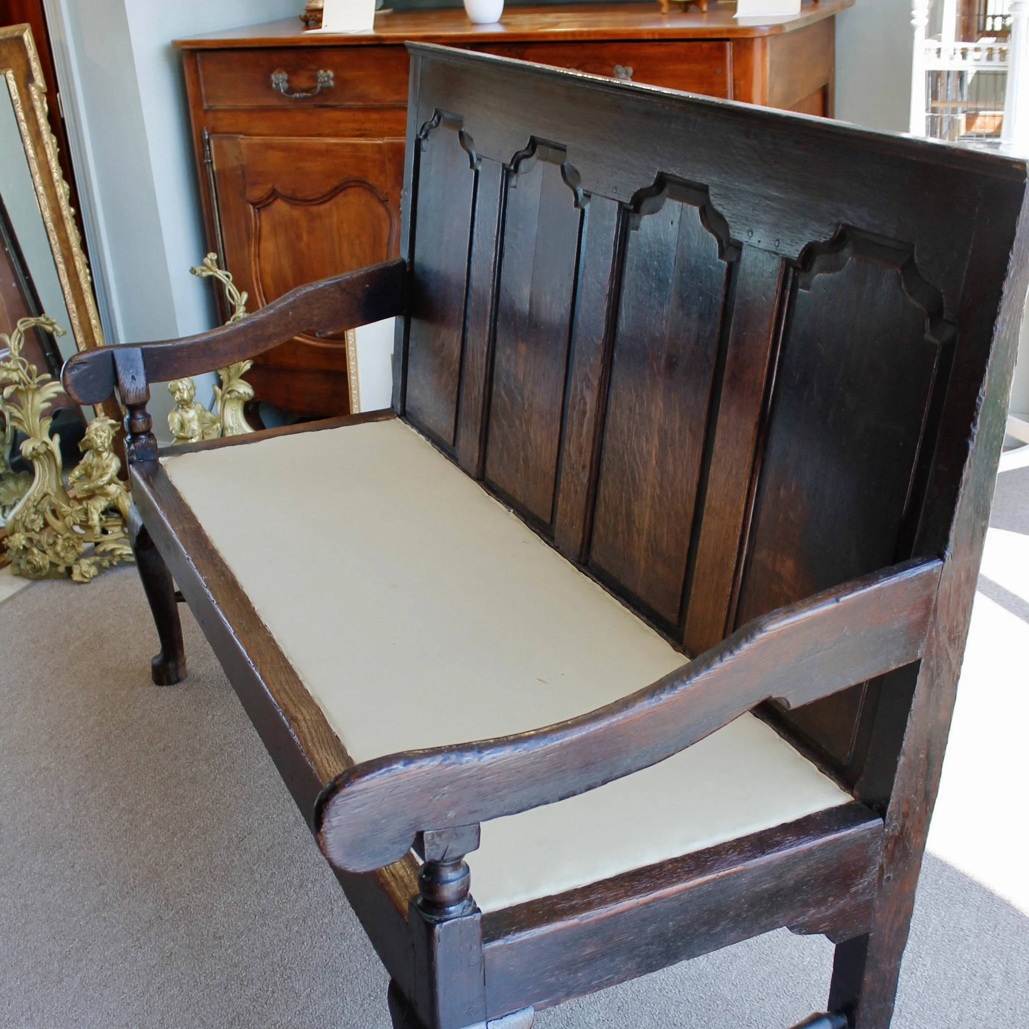 English Georgian Oak “Coachman’s” Bench