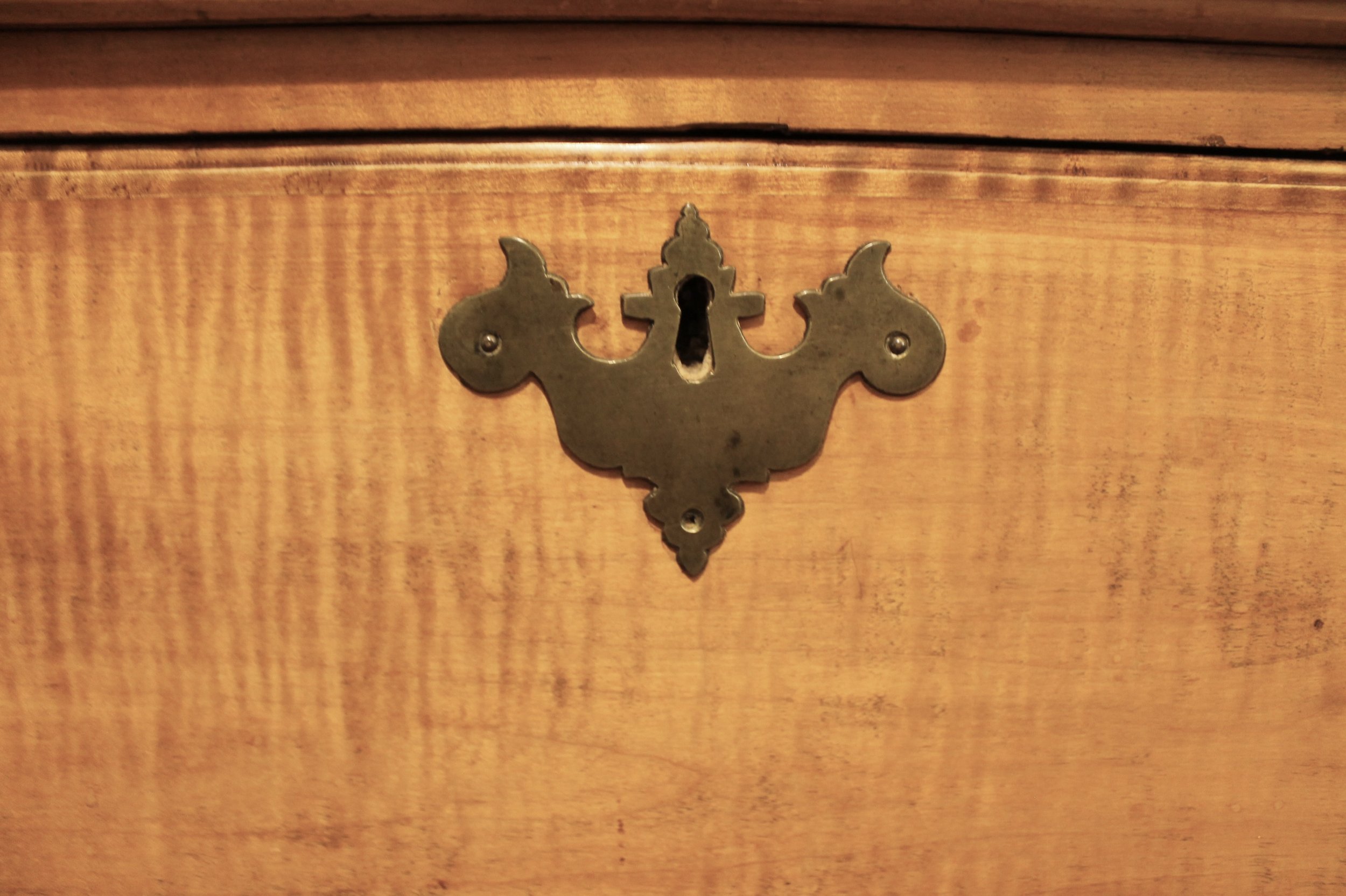 Pair Tall New England Tiger Maple Chippendale Chests of Drawers