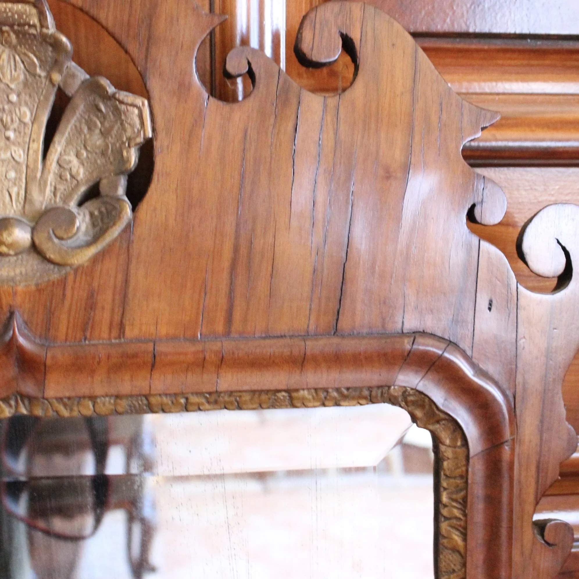 George II Period Walnut And Parcel Gilt Mirror