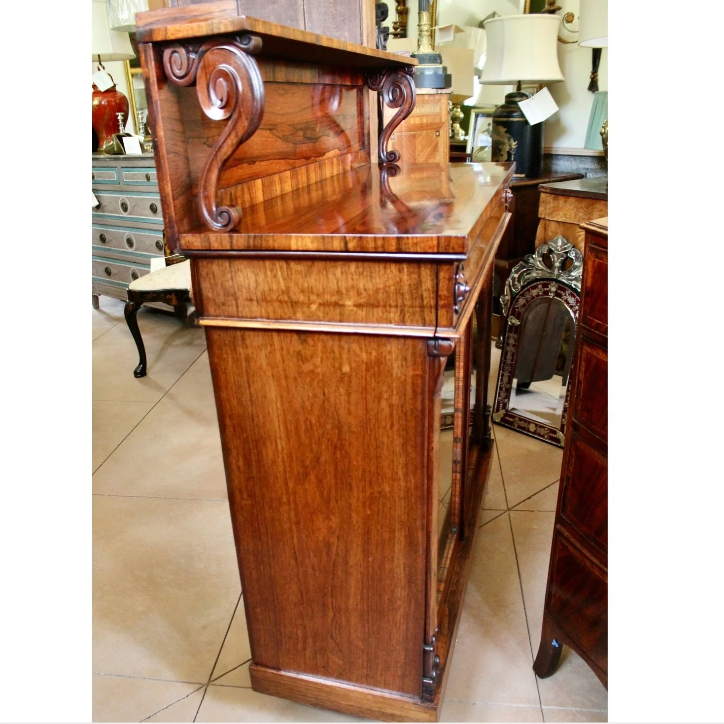 Antique-English-Rosewood-Chiffonier-Cabinet-Regency-George-IV (7)-side