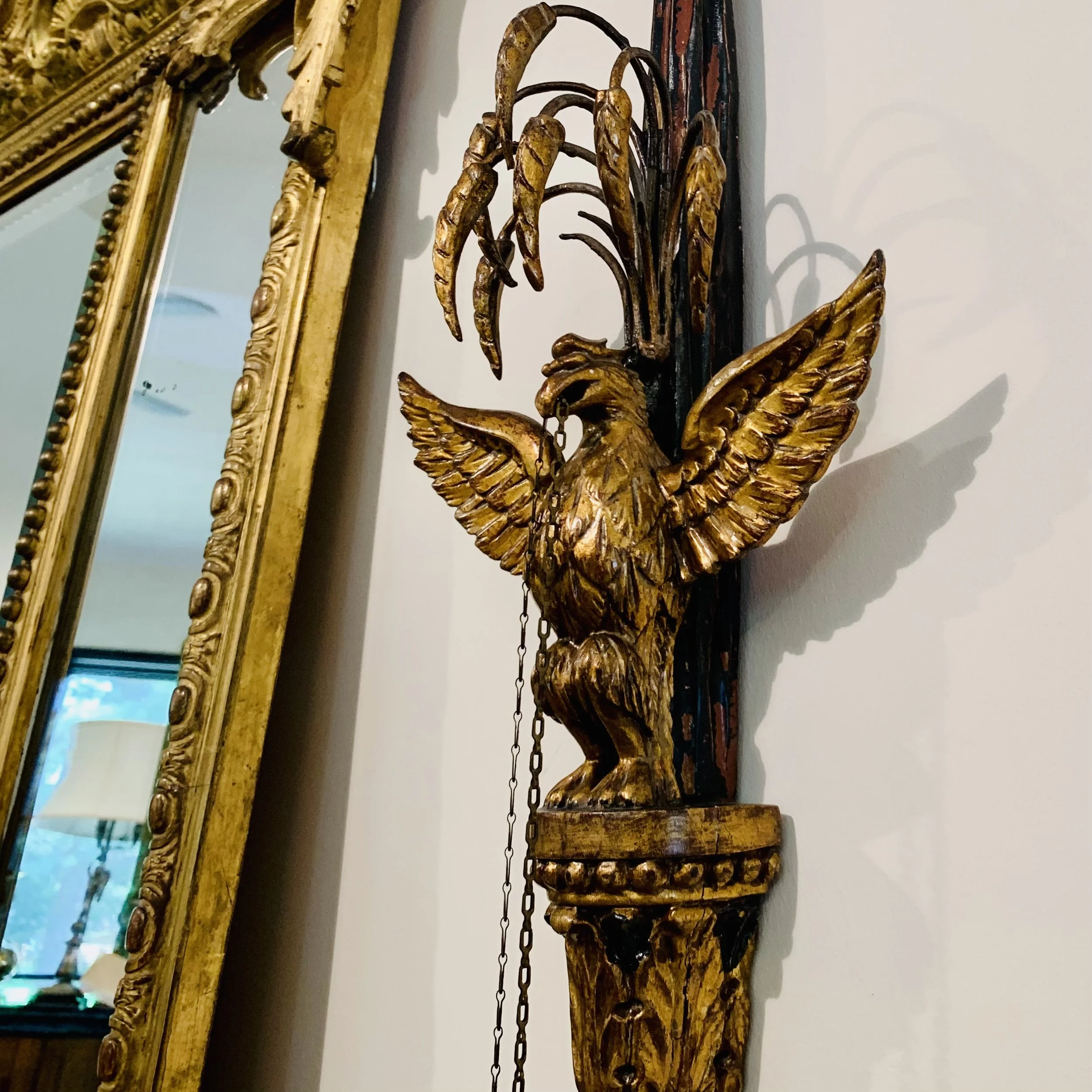 neoclassical gilt eagle sconces pair