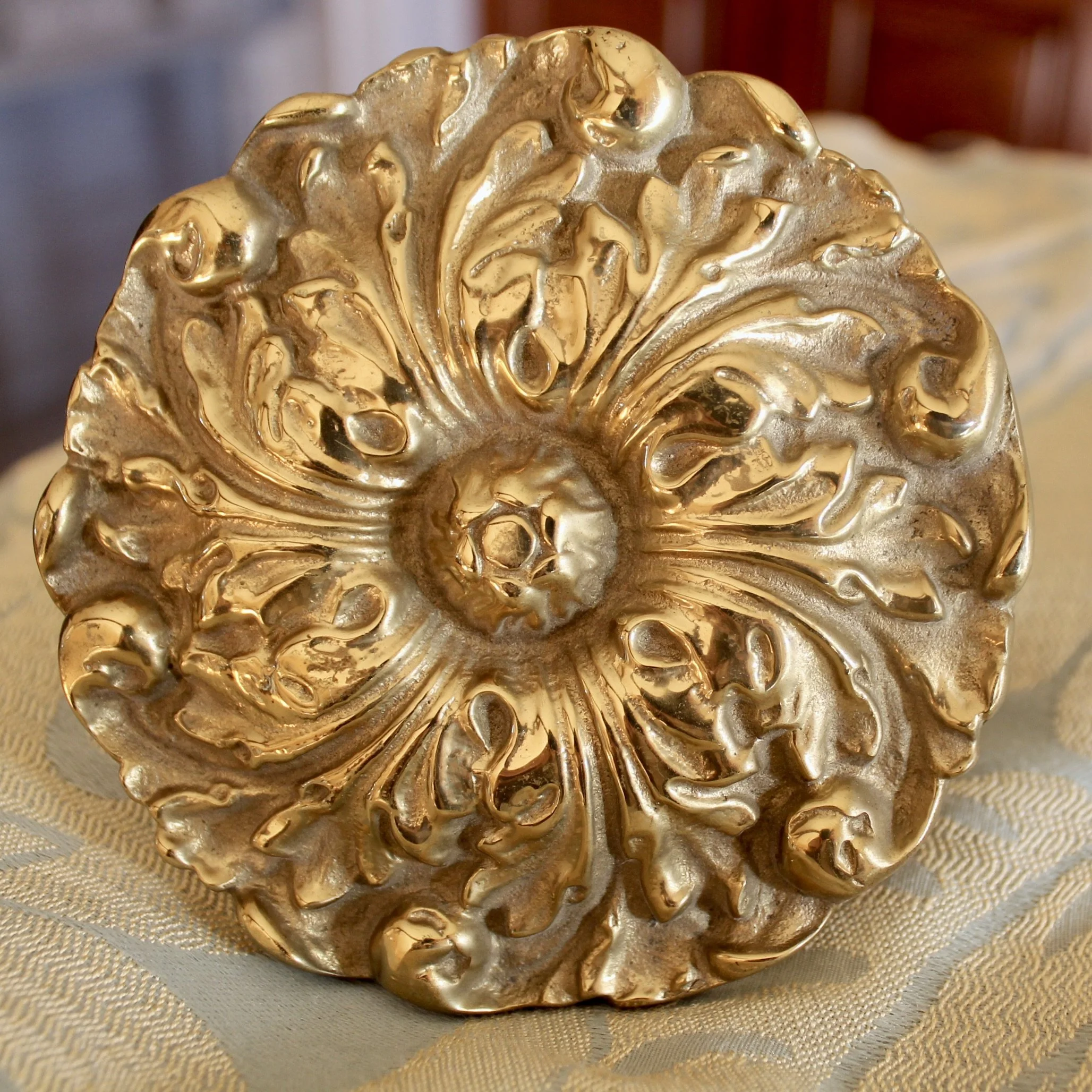 Pair of Solid Brass Rosette Curtain Tie Backs