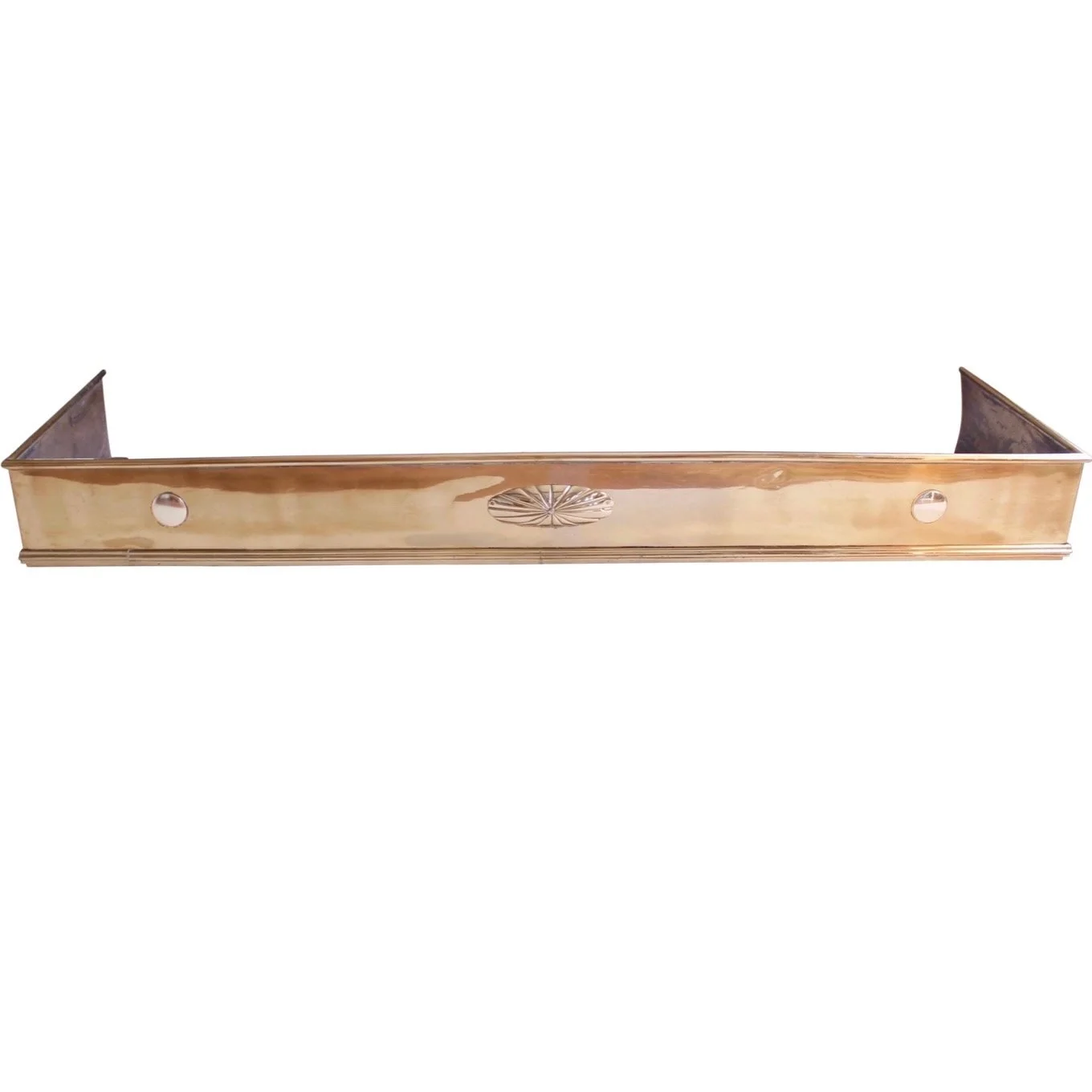 Edwardian Brass Fender with Applied Brass Elements