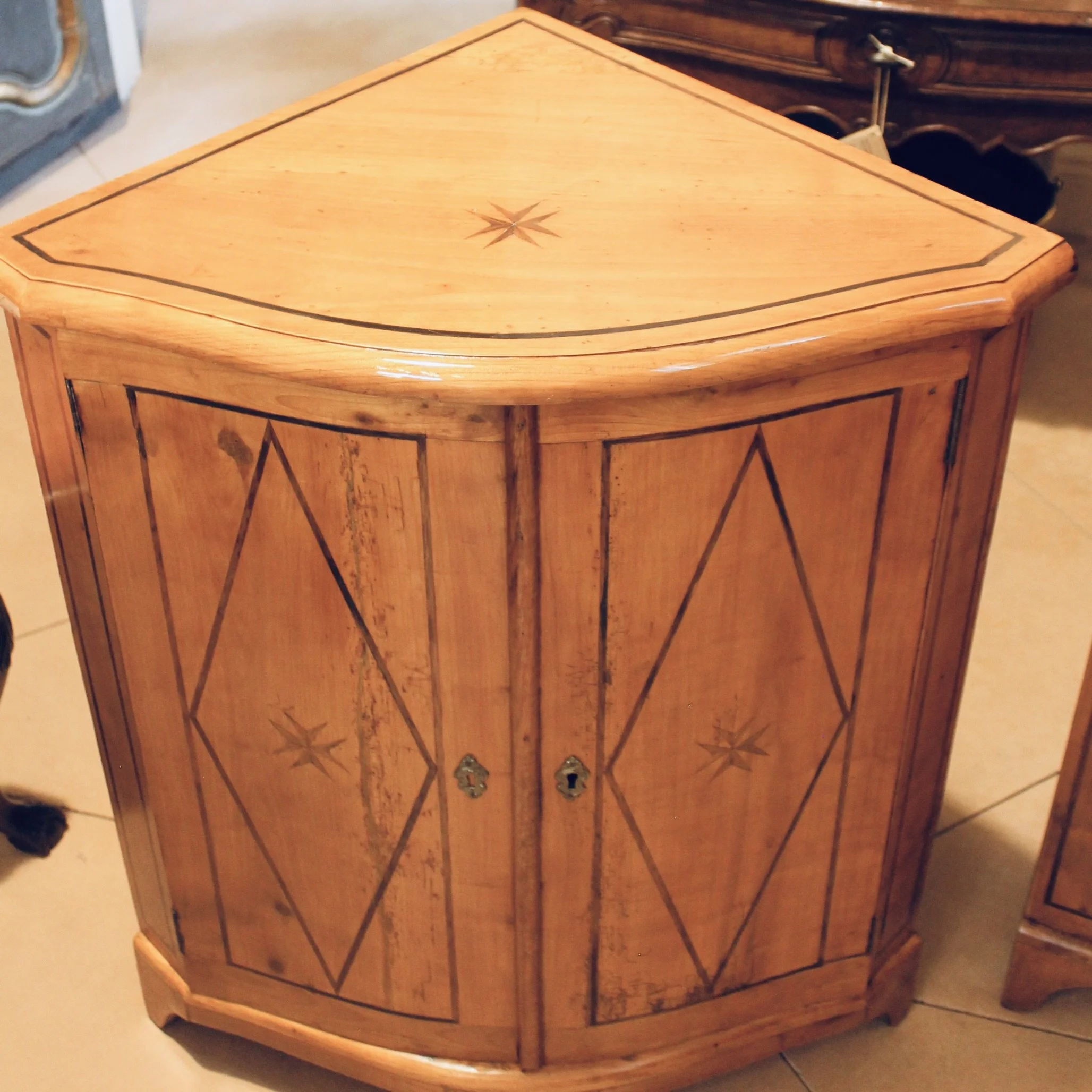 Pair of Directoire Biedermeier Corner Cabinets