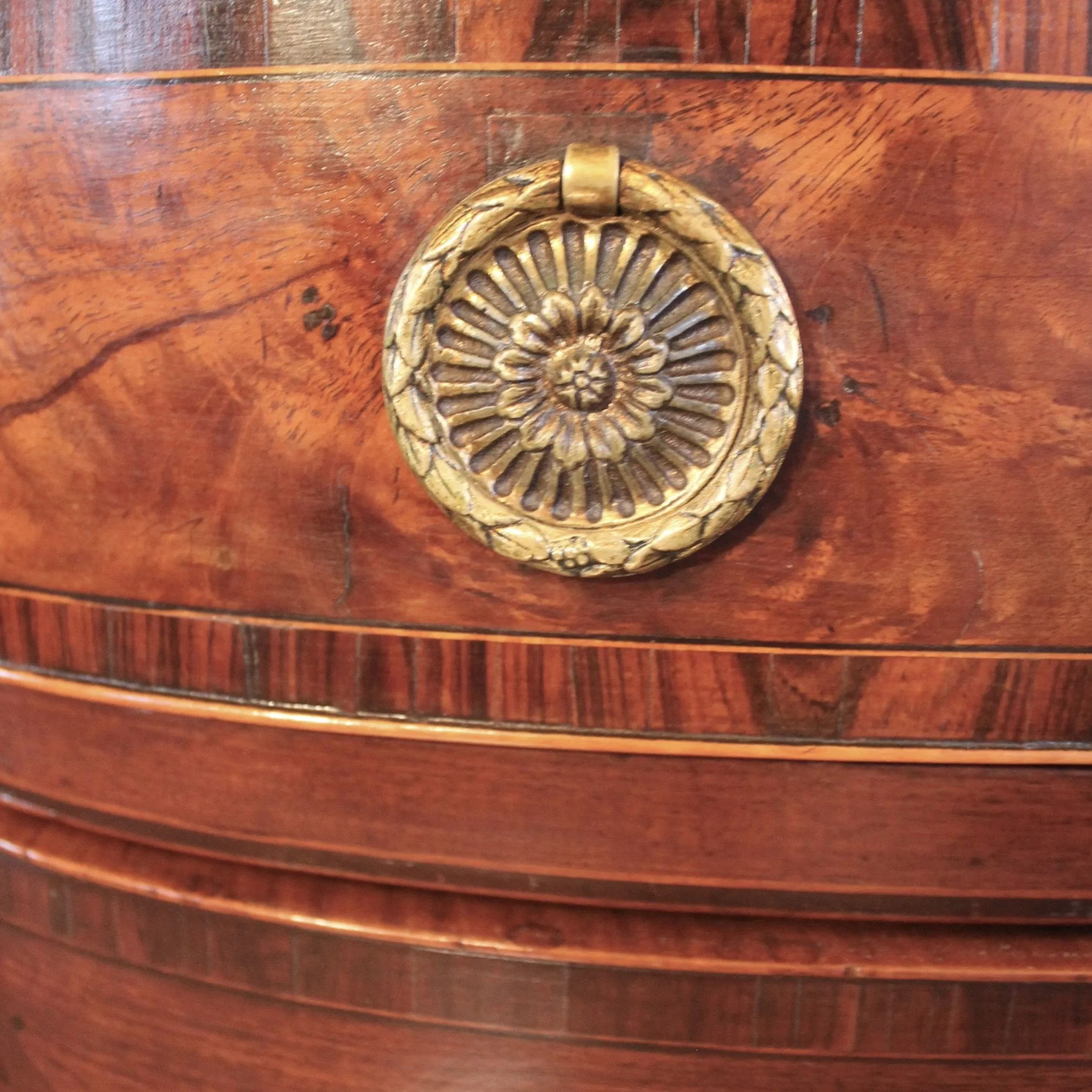 Large Georgian Inlaid Mahogany Serpentine Sideboard