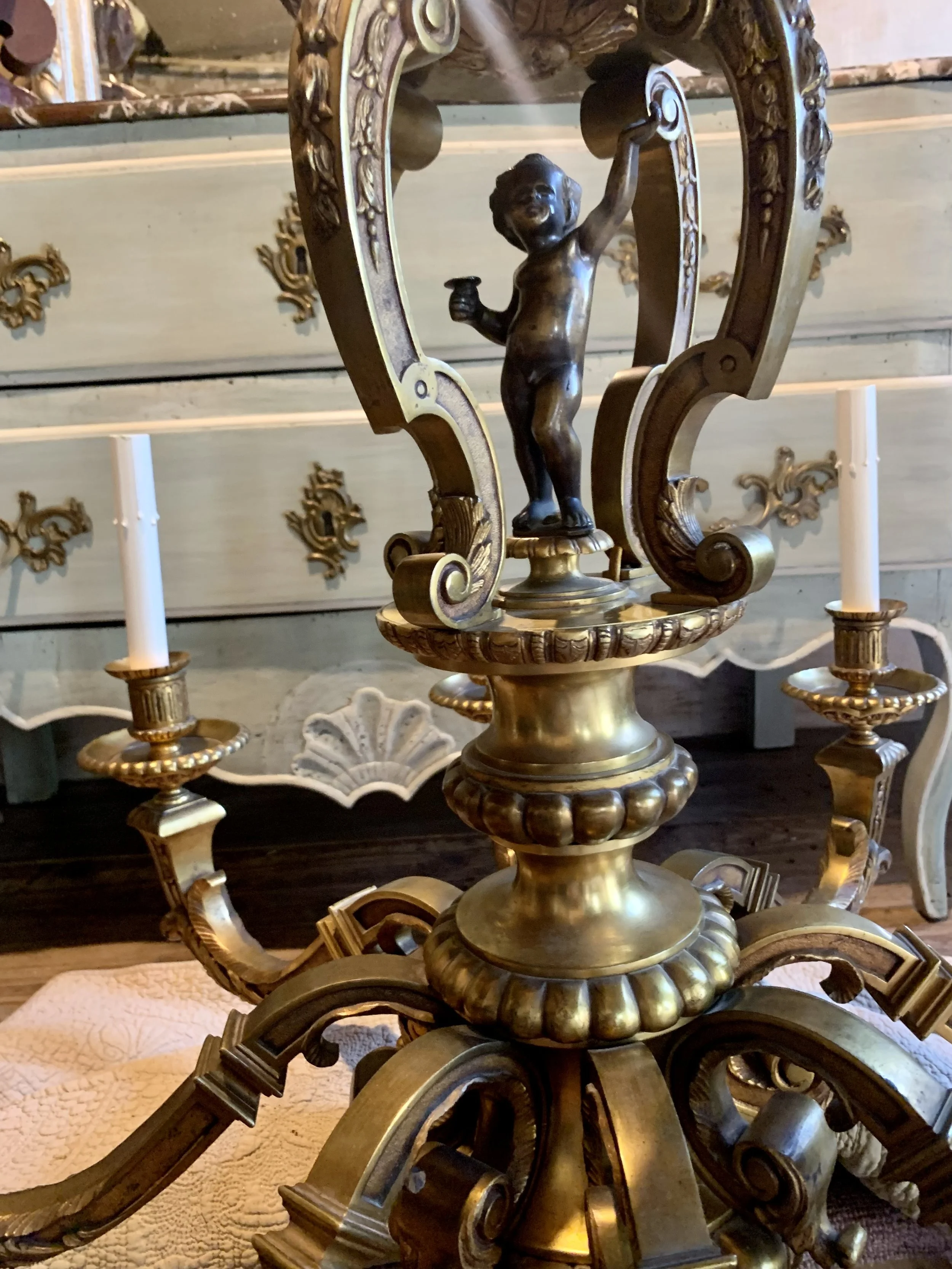 Spanish Baroque Style Bronze Chandelier