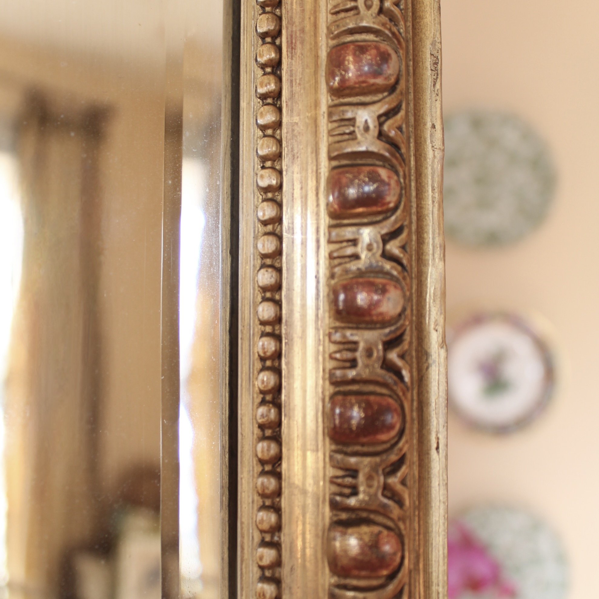 French Gilt Wood Belle Époque Octagonal Cushion Mirror