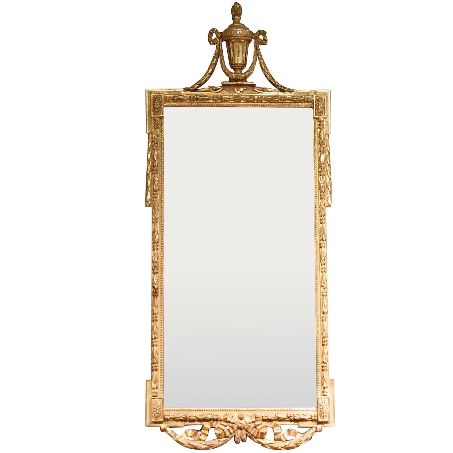Tall-Italian-Neoclassical-Period-Gilt-Wood-Mirror-With-Urn-Crest