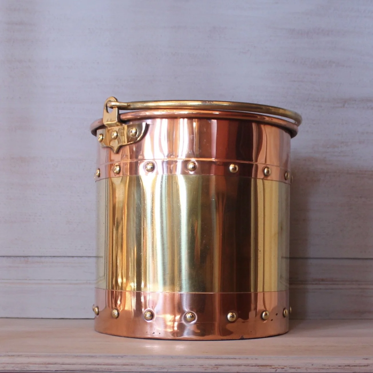 English copper fireplace bucket