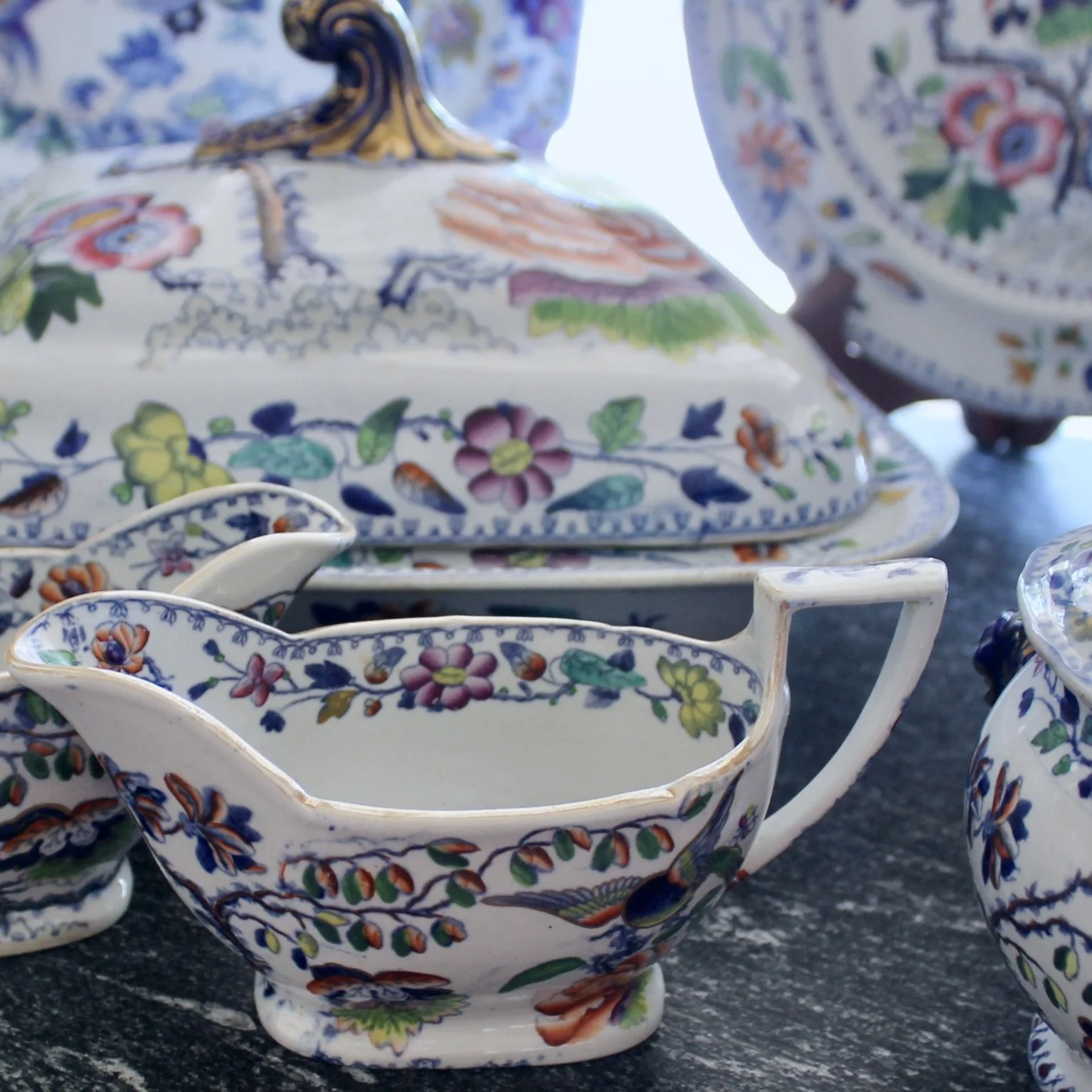 English Ironstone Porcelain “Flying Bird” Pattern