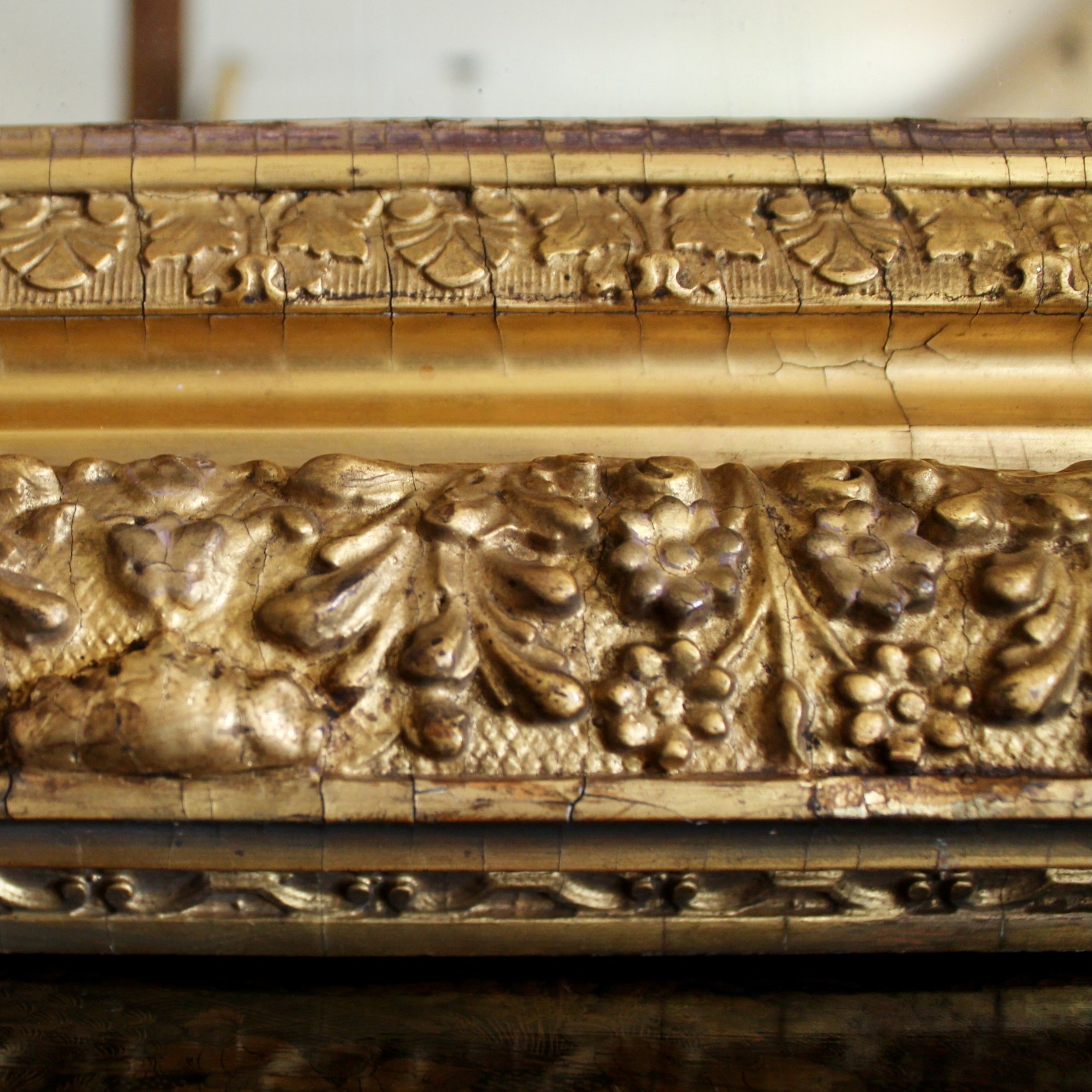 Antique English Gilt Wood Rectangular Mirror (6)