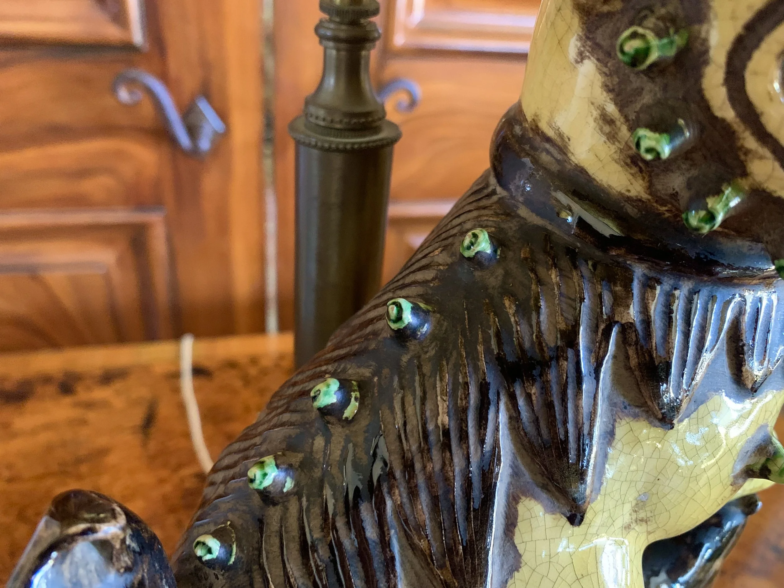 Chinese Yellow Sculpture Foo Dog Lamp