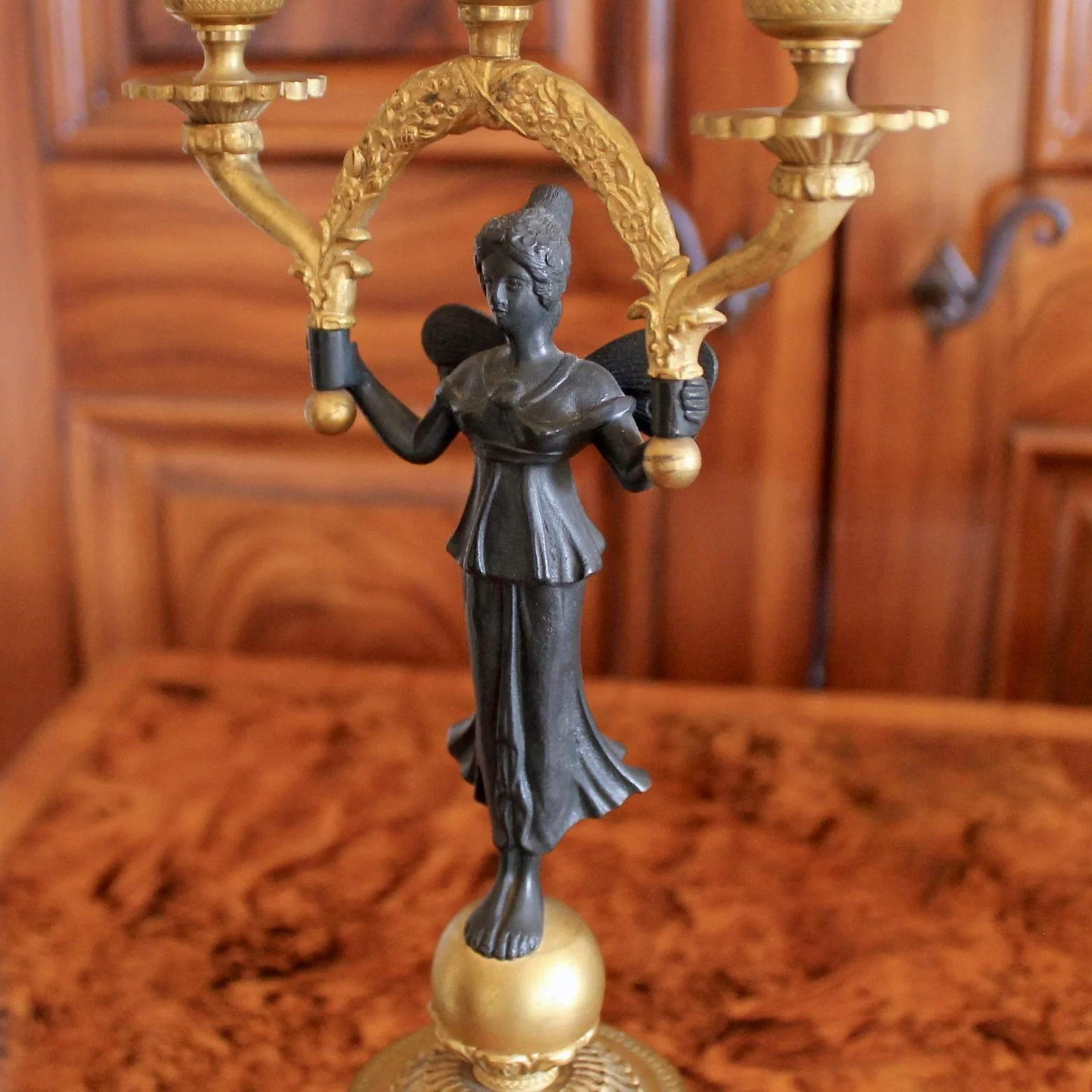 Continental Gilt Figural Neoclassical Candelabra