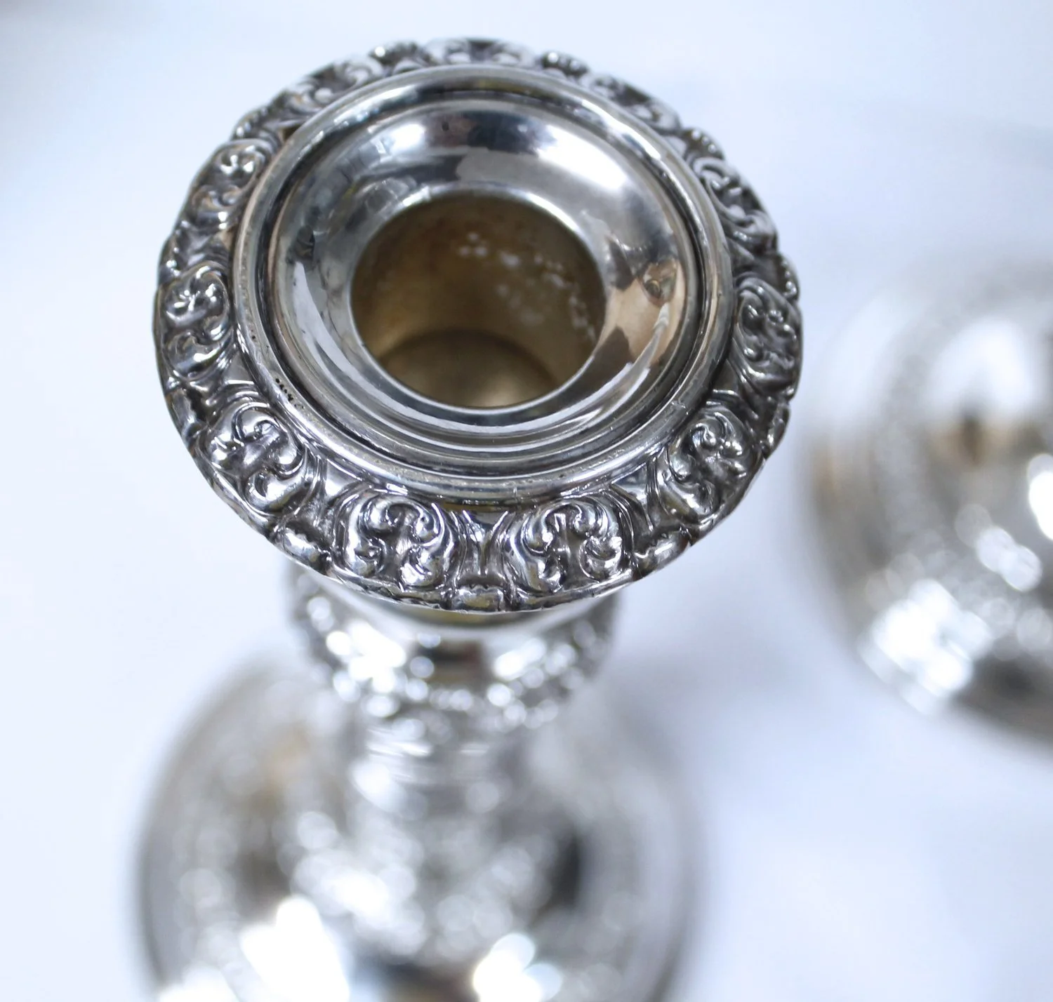 English Sheffield Silver Telescopic Candlesticks