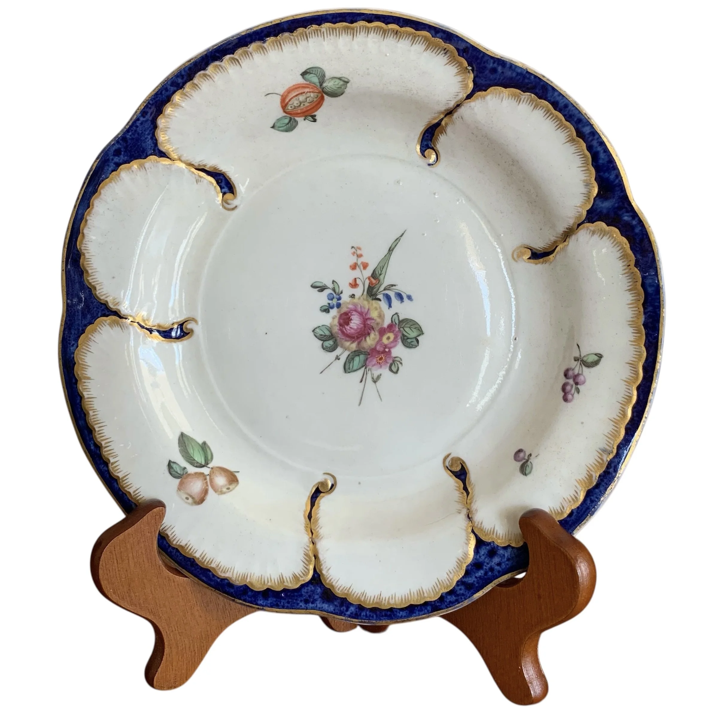 Sèvres Style “Feuilles de Choux” Plate in Blue and Gold