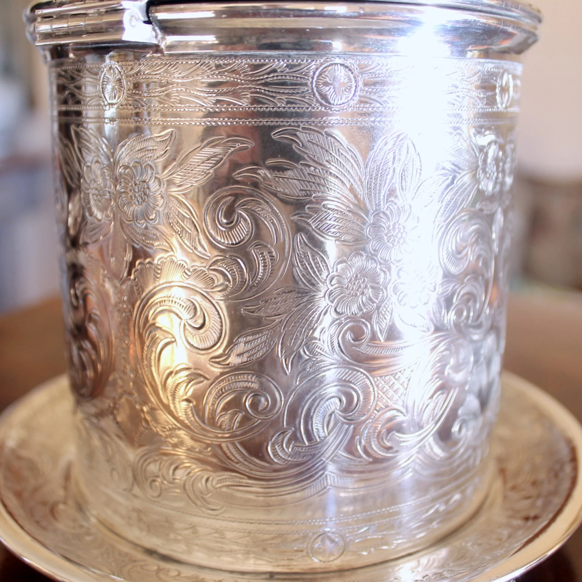 English Vintage Silver Plate on Nickel Biscuit Box