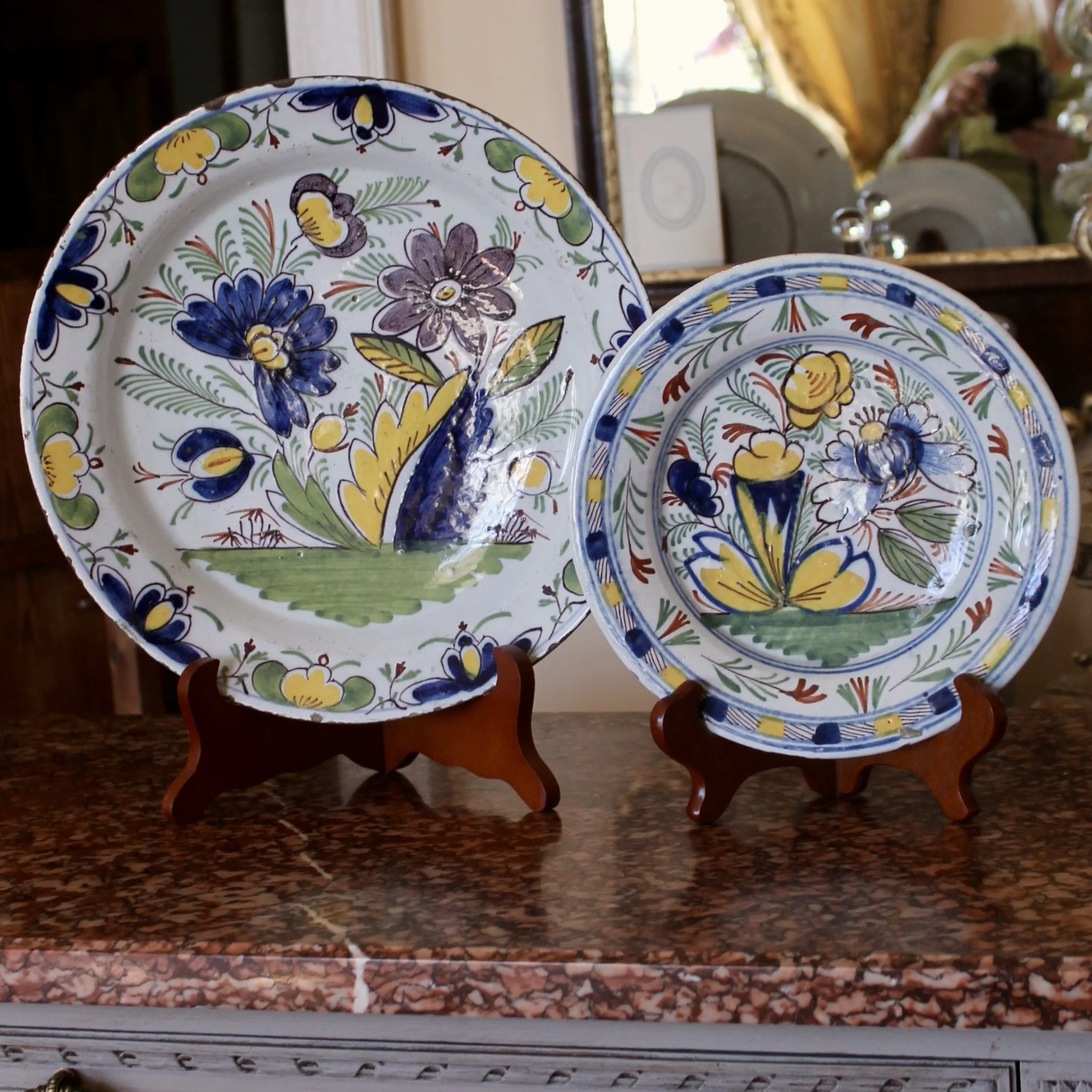Polychrome 18th century Delft Plates