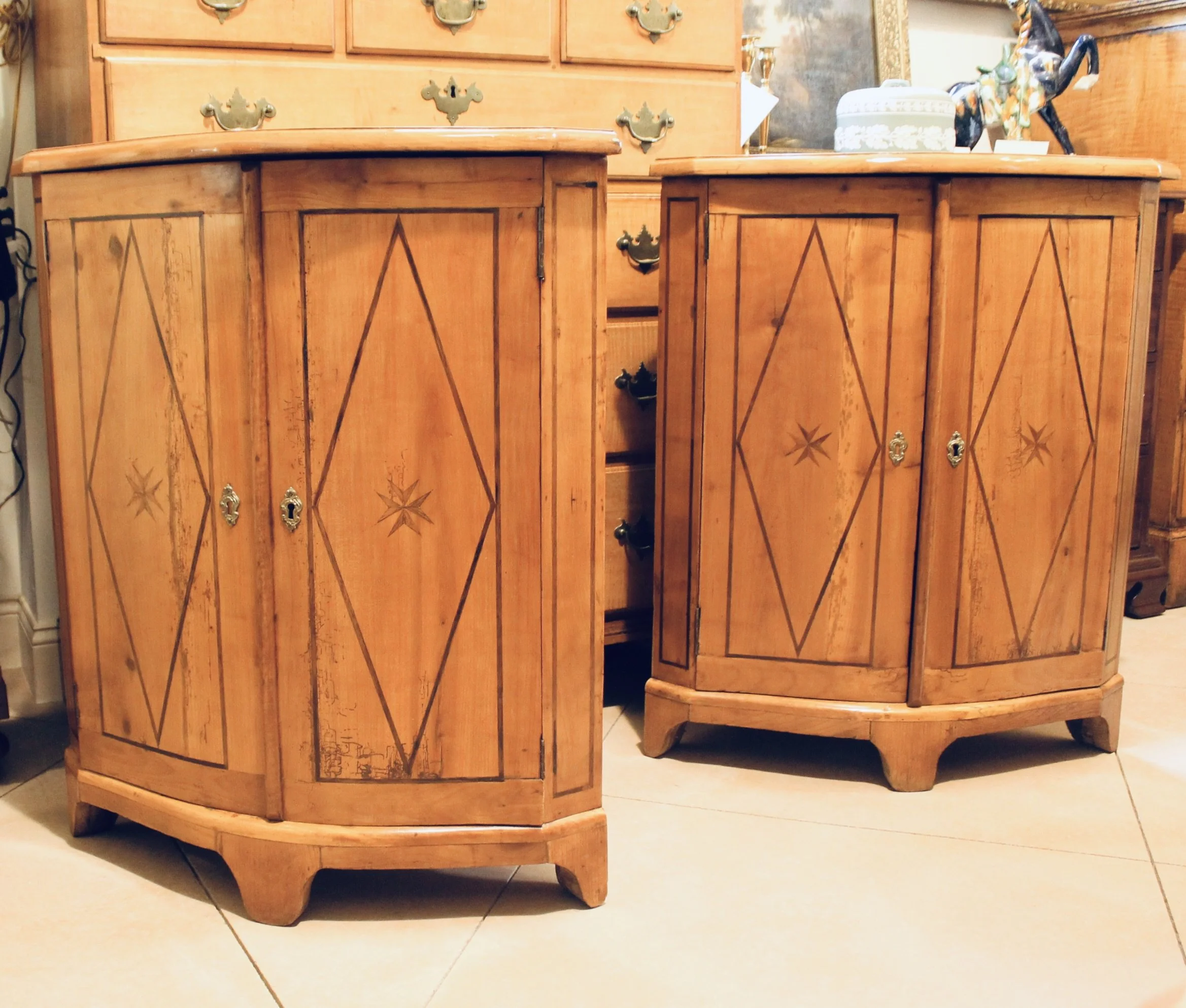 Pair of Directoire Biedermeier Corner Cabinets