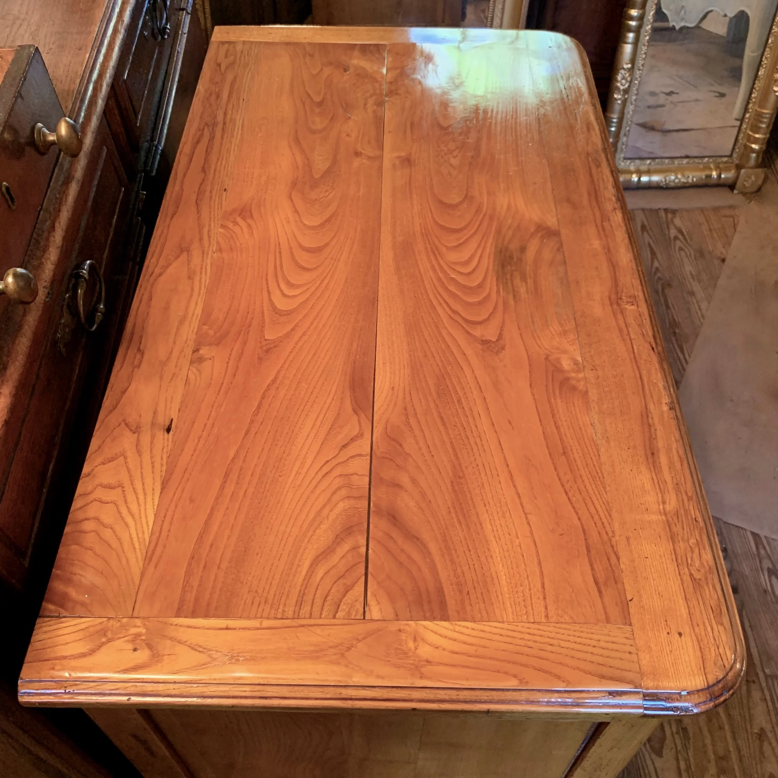 Small-French-Provincial-Louis-XV-Elm-Buffet-Cabinet-top