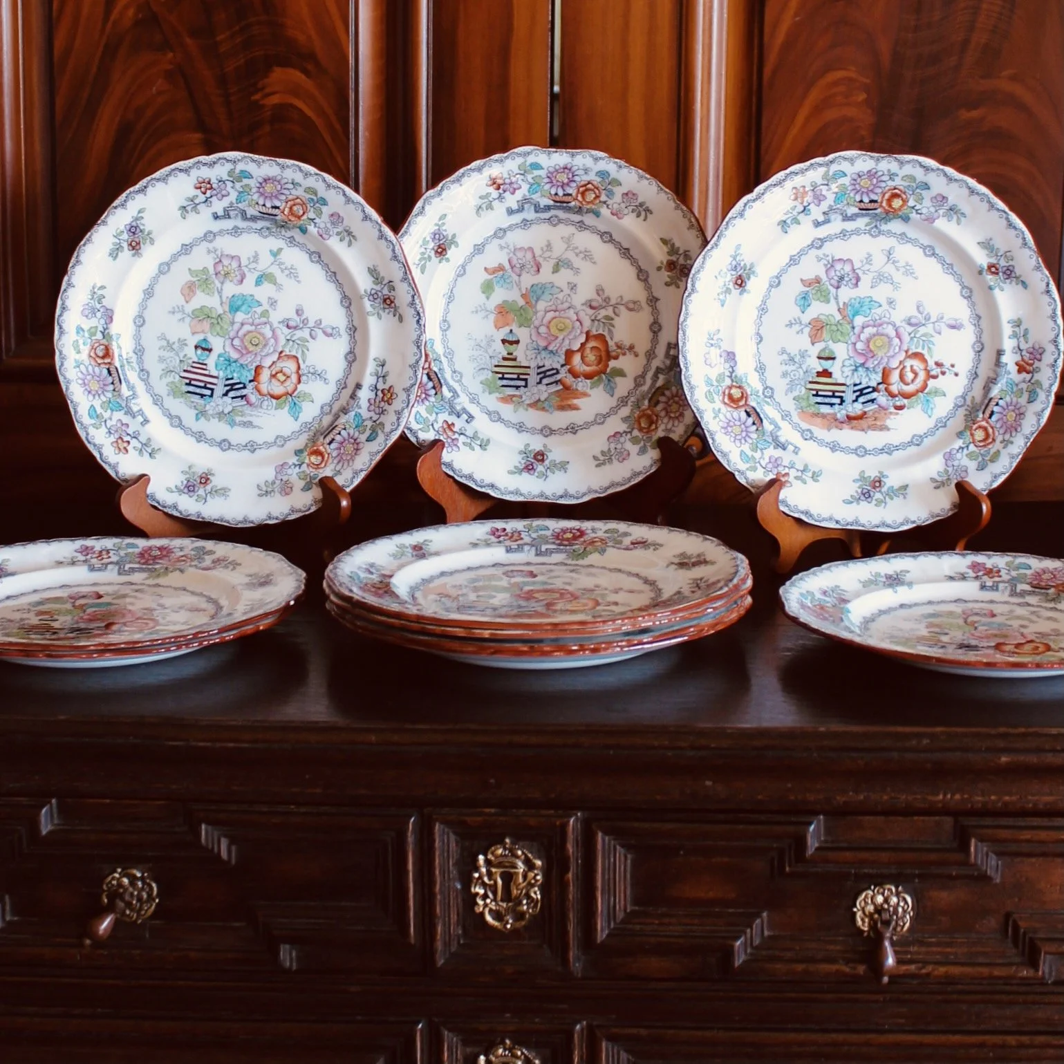 antique English ironstone China dinner set, Minton, Cauldon Ashworth