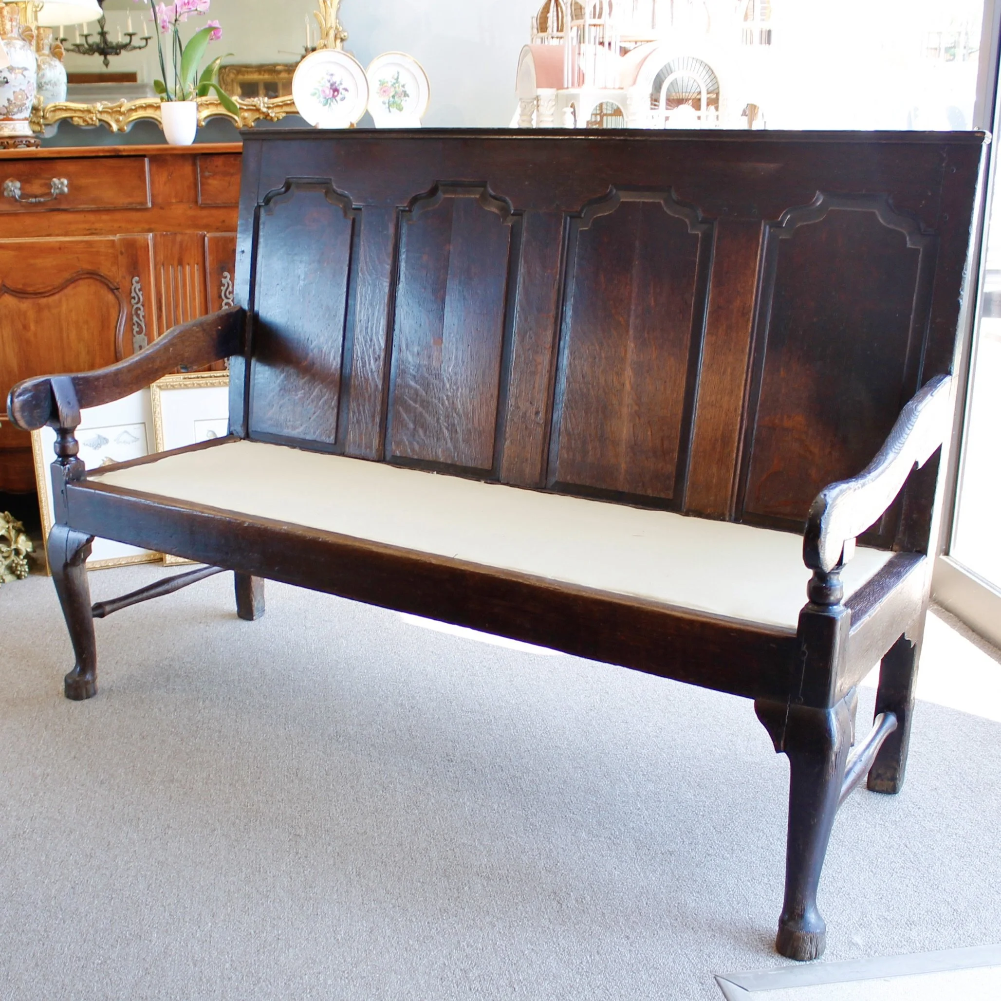 English Georgian Oak “Coachman’s” Bench
