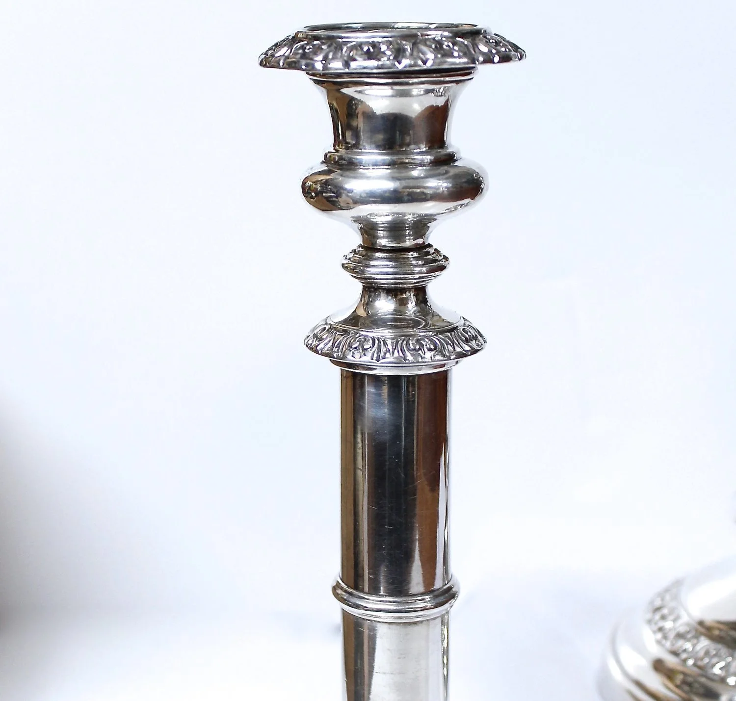 English Sheffield Silver Telescopic Candlesticks