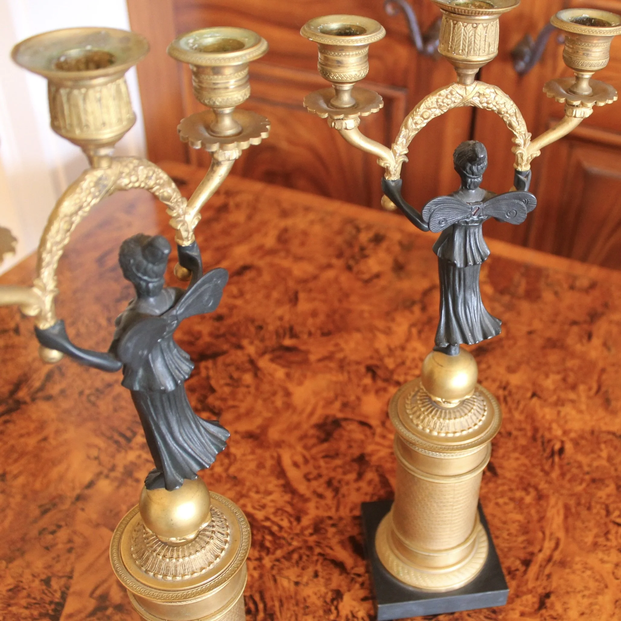 Continental Gilt Figural Neoclassical Candelabra