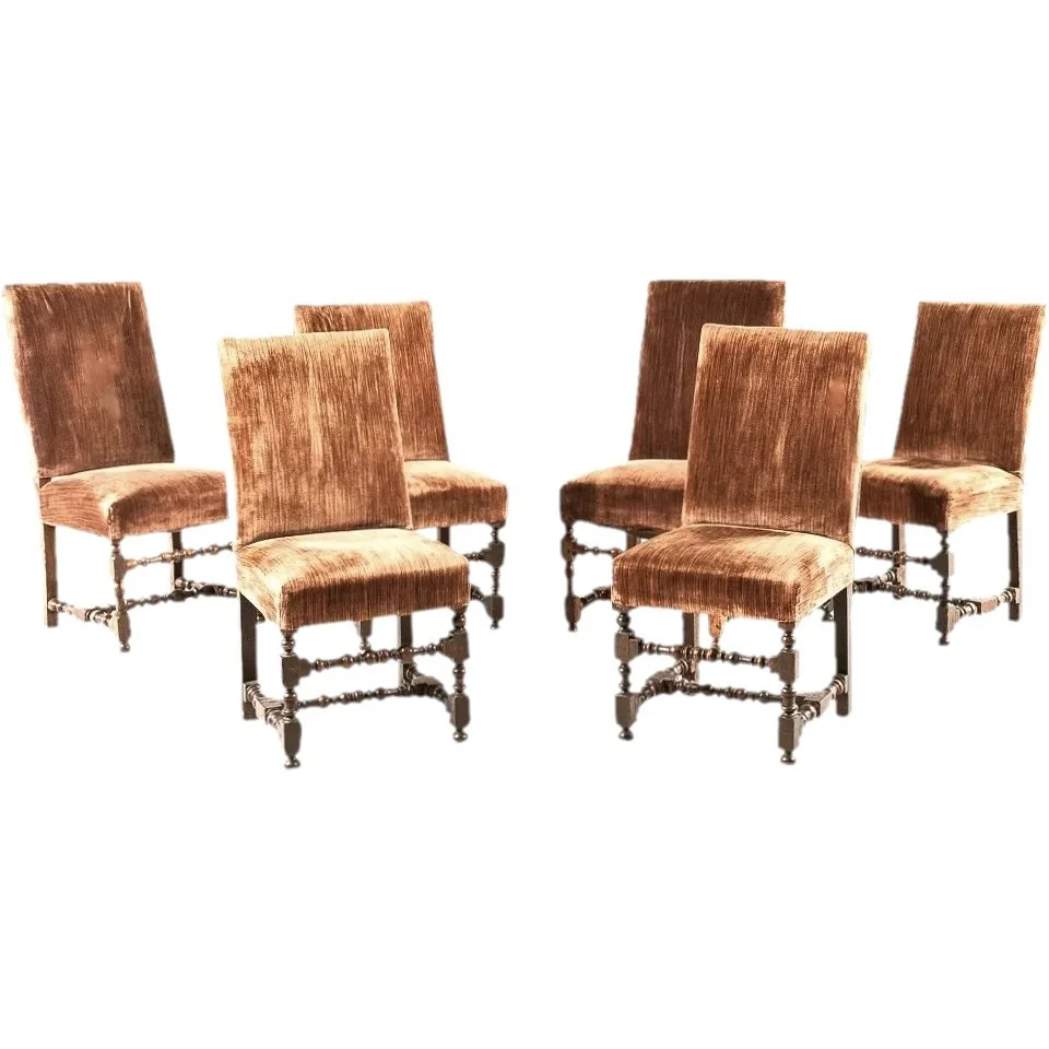 Set of Continental French Baroque Walnut Dining Chairs
