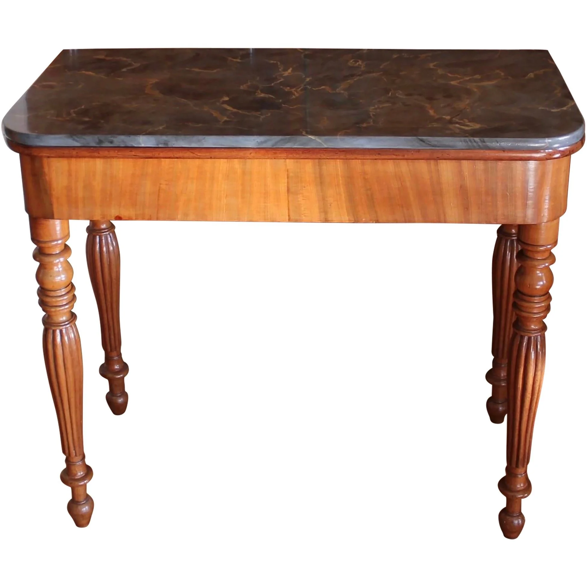 French-Faux-Marble-Top-Painted-Mahogany-Console-Table-Game-Table