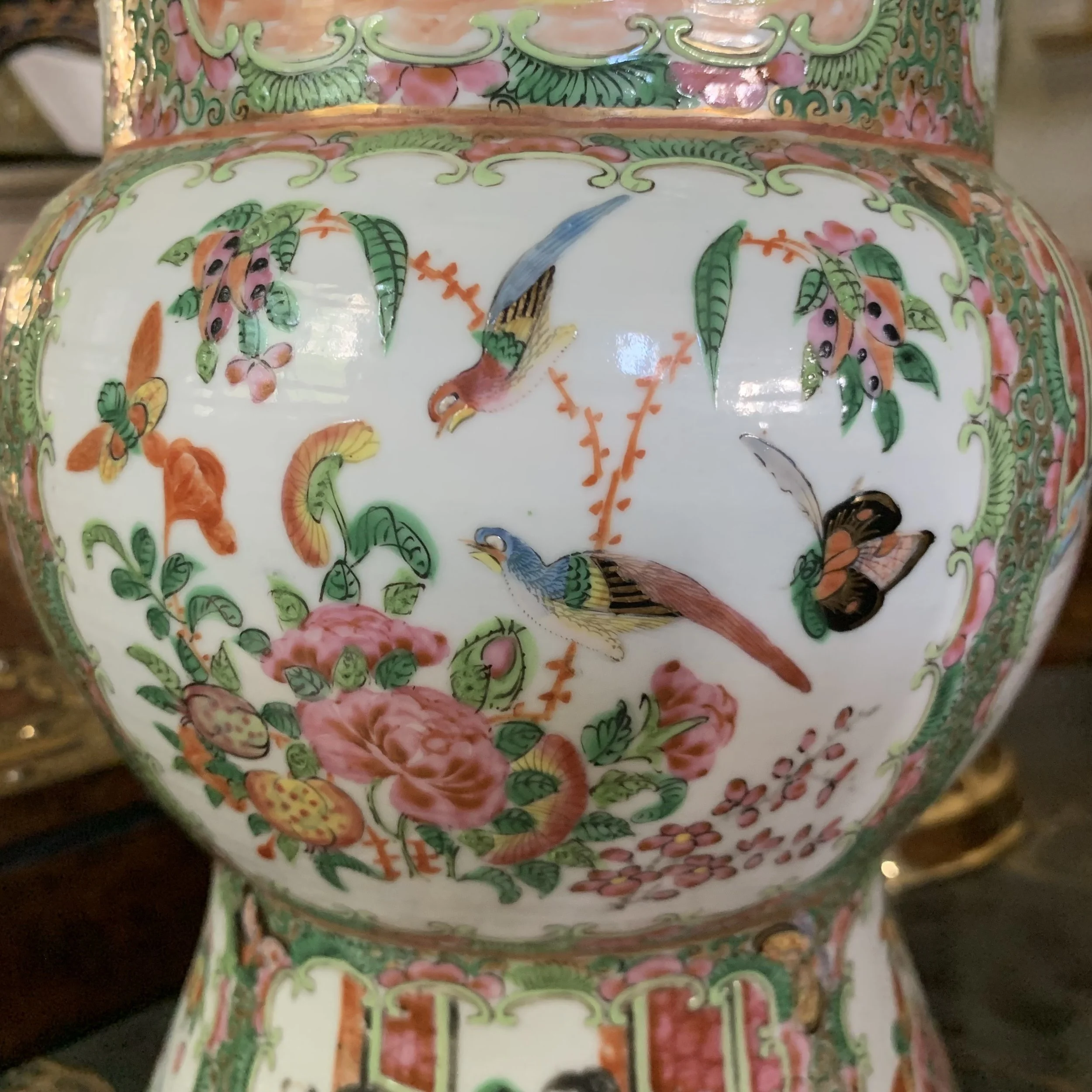 Rose Medallion Rose Canton Chinese Export Porcelain Ku Vase