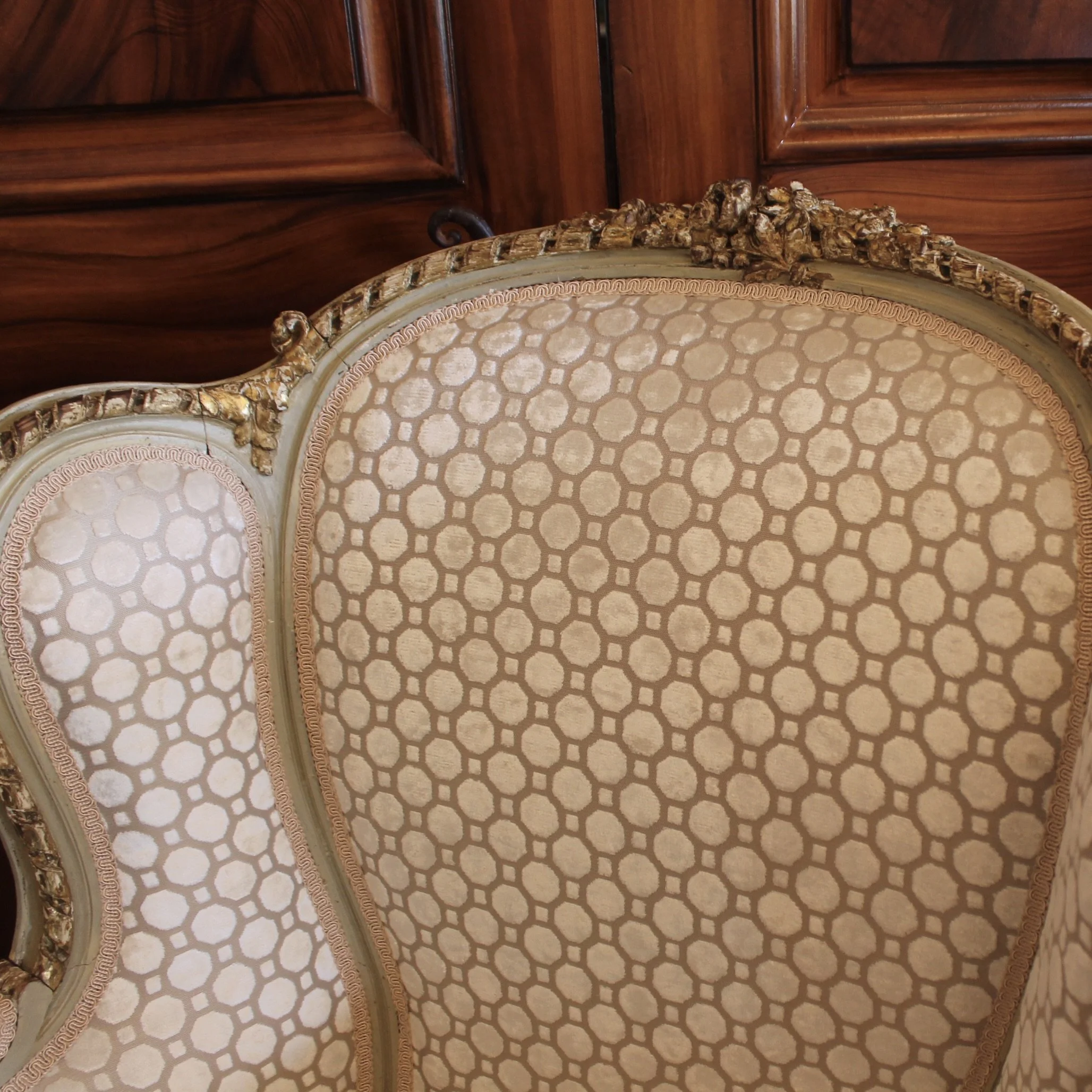 Large French  Painted Gilt Bergère Armchair