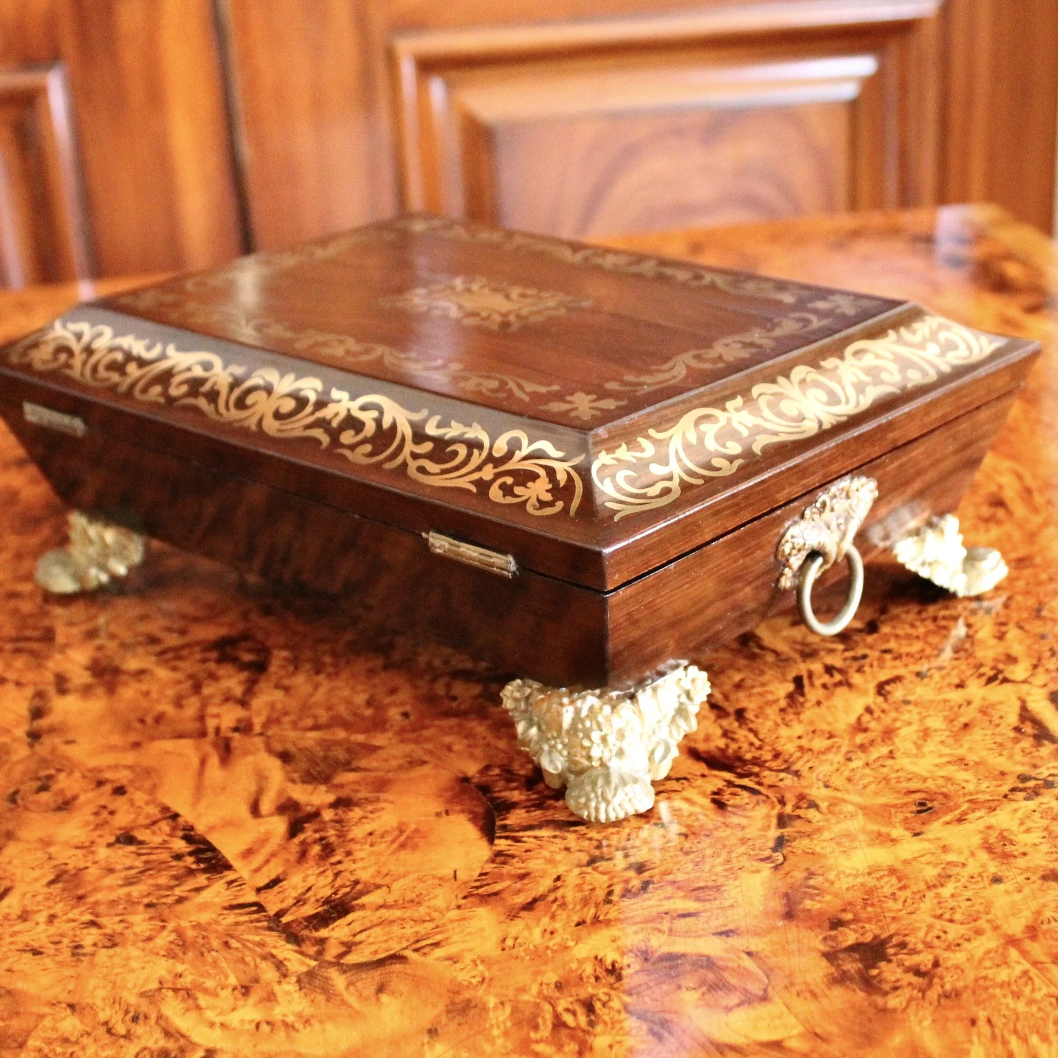 Regency Period Brass Inlaid Rosewood Box
