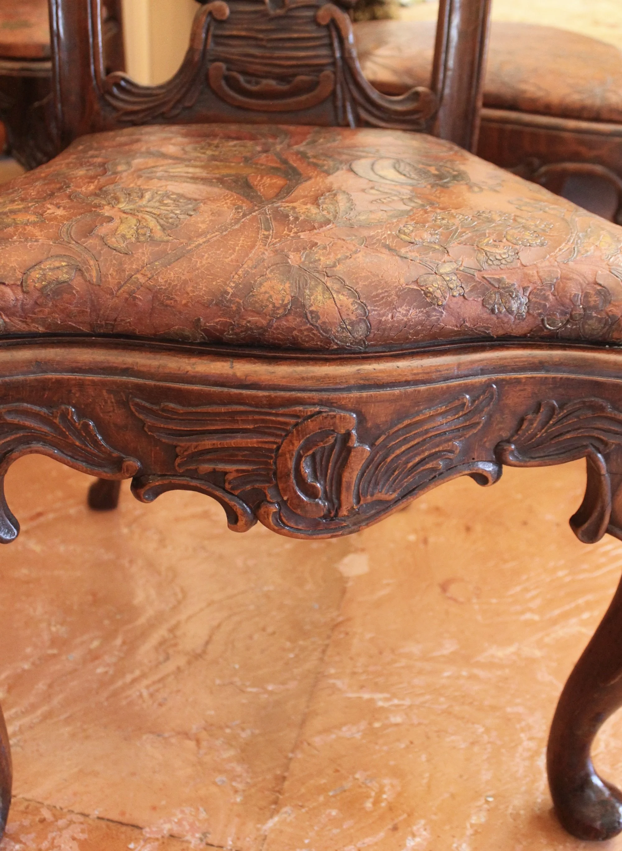 Portuguese or Spanish Rococo Dining Chairs- set of six