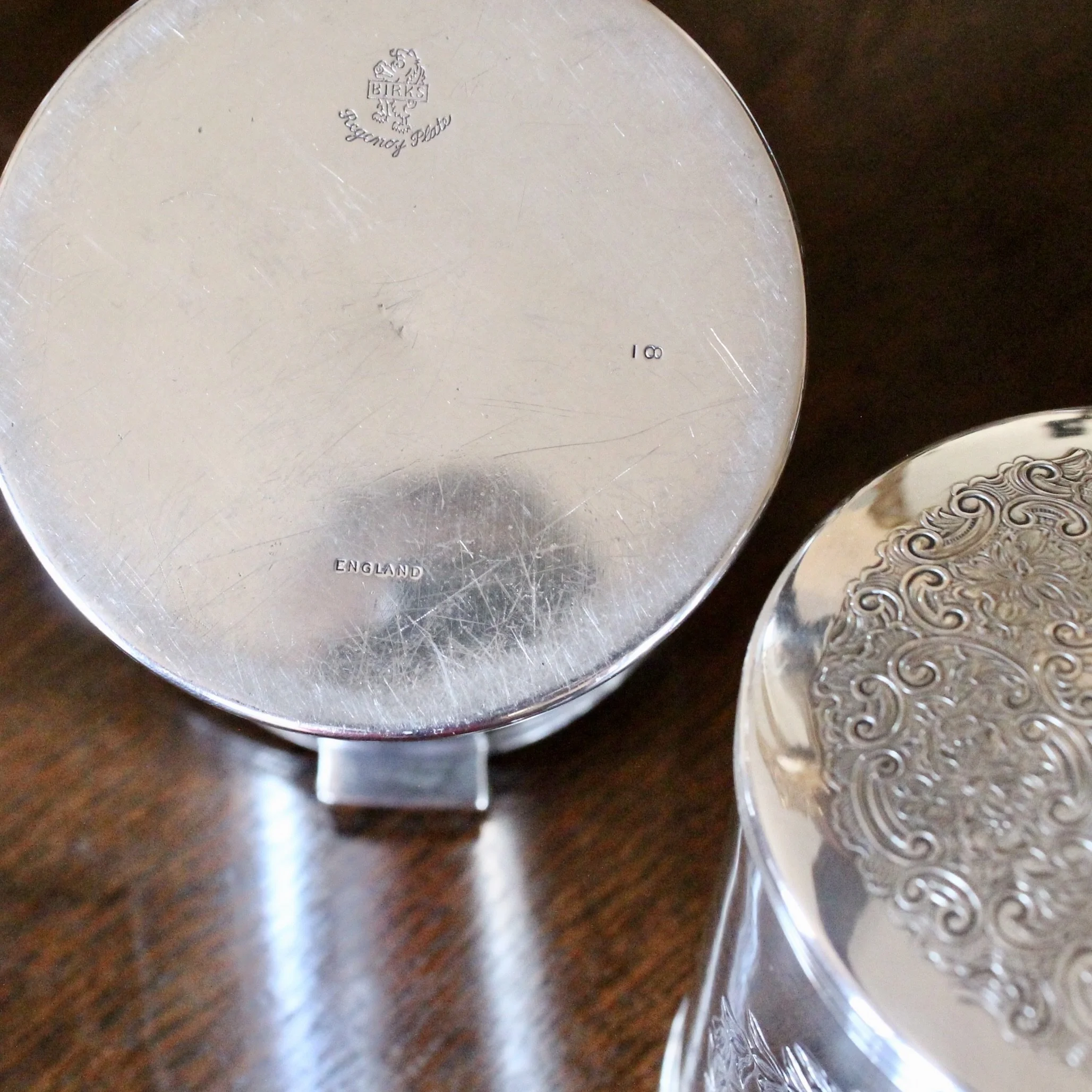 Pair of English Silver Plate Tea Caddies, Henry Birks and Sons