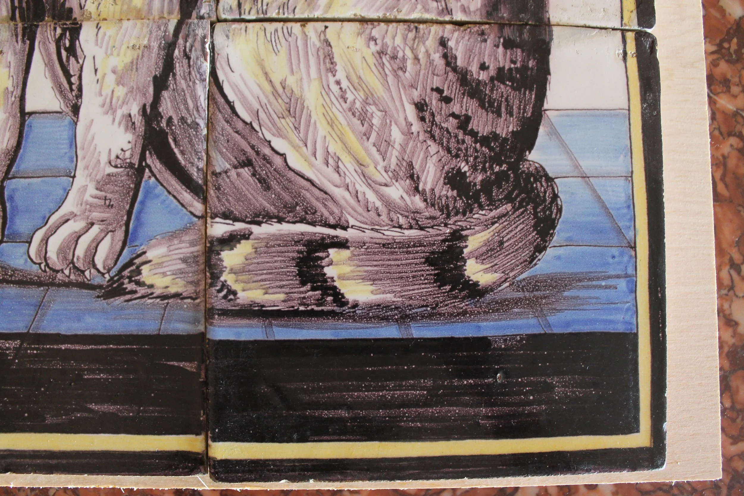 Cat antique Delft Tile panel