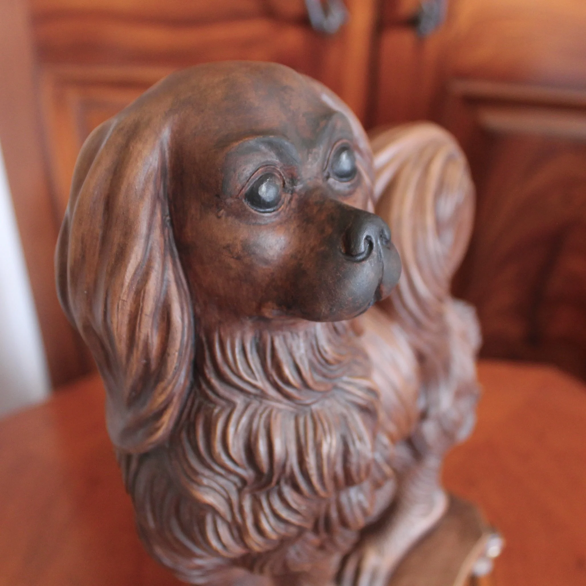 Large Terracotta King Charles Spaniel sculpture